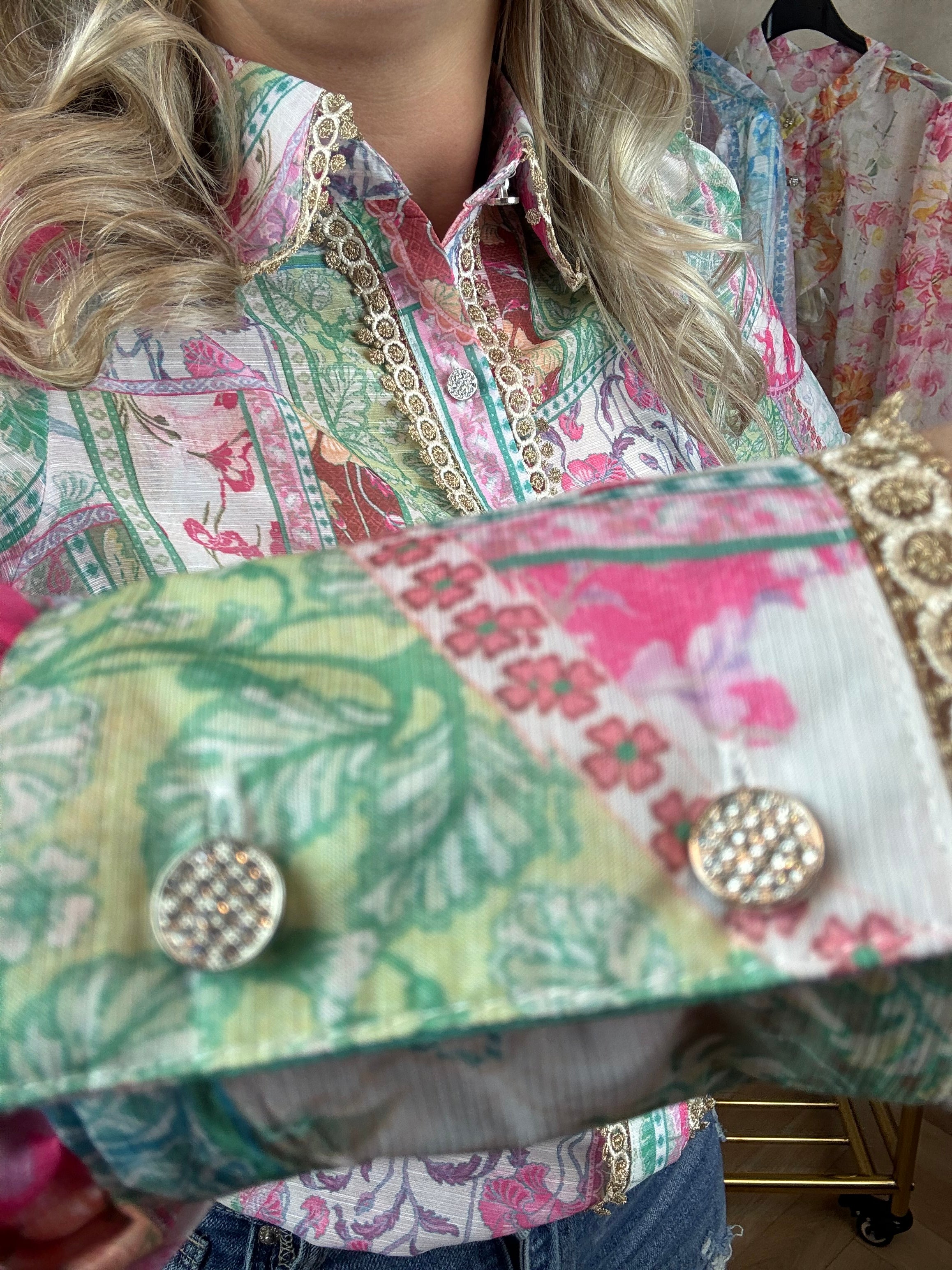 Blouse | Lola | Roze groen