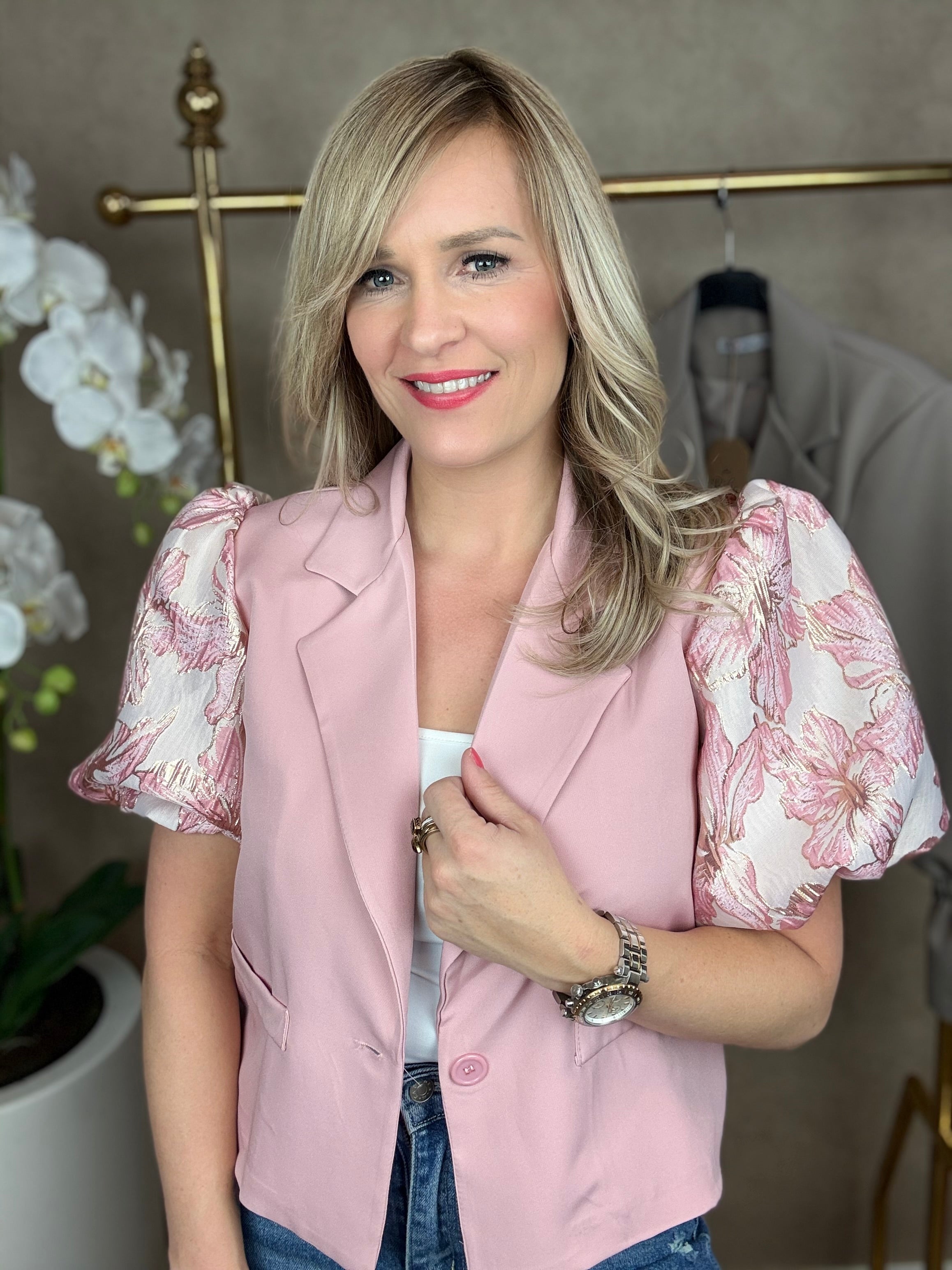 Blazer | Flower | Roze