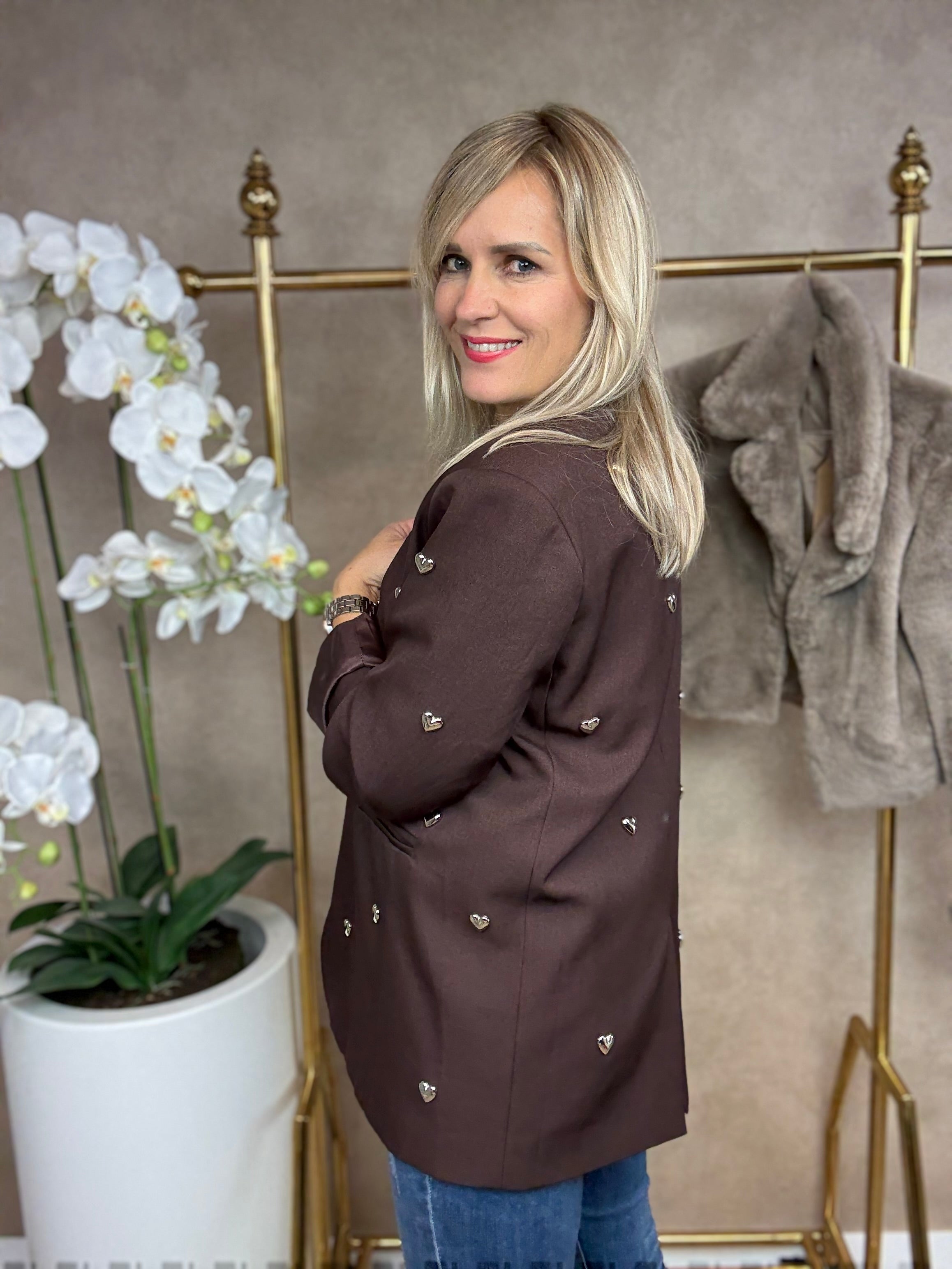 Blazer | Hartjes | Bruin