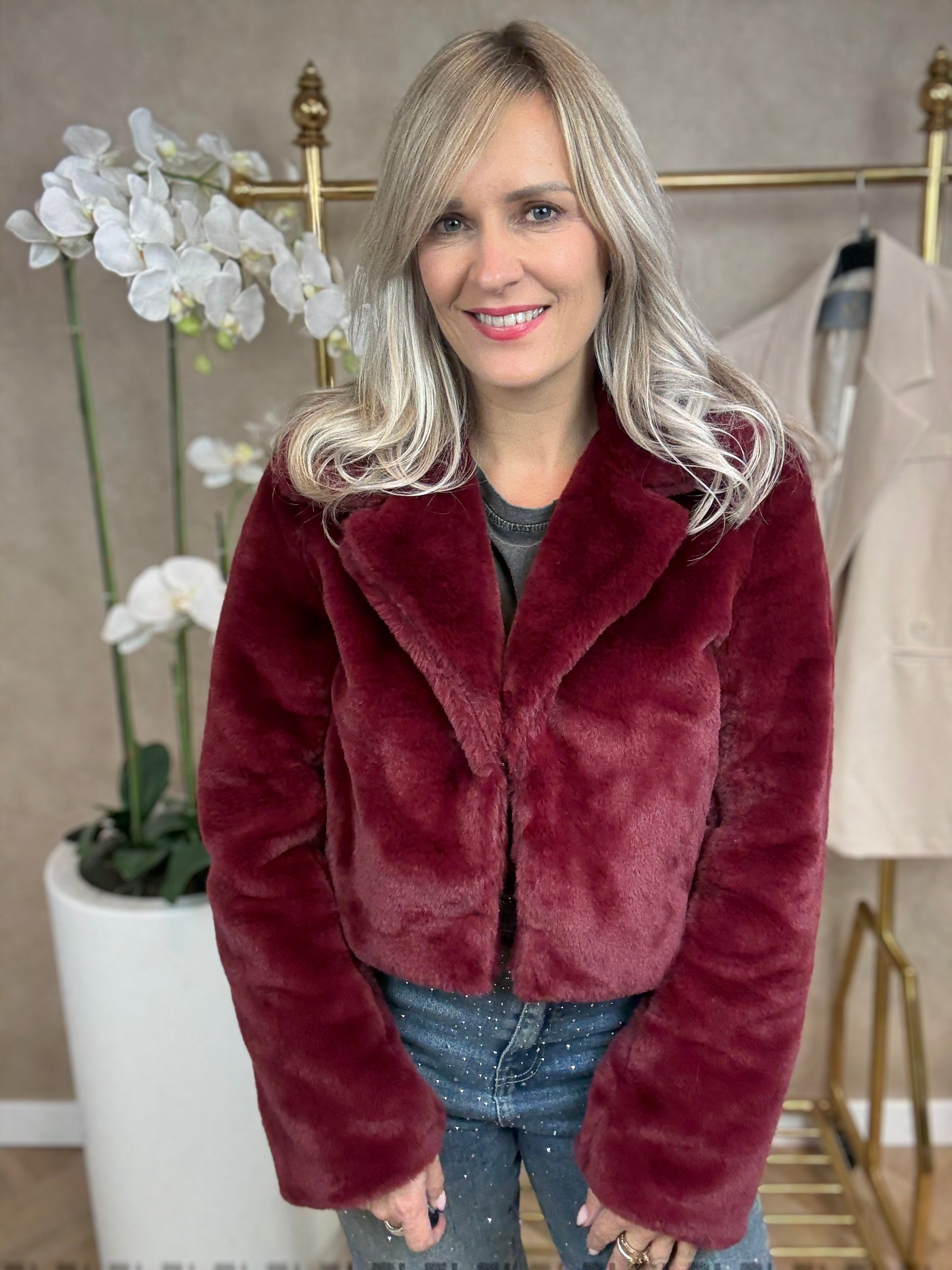 Jas | Faux | Bordeaux rood