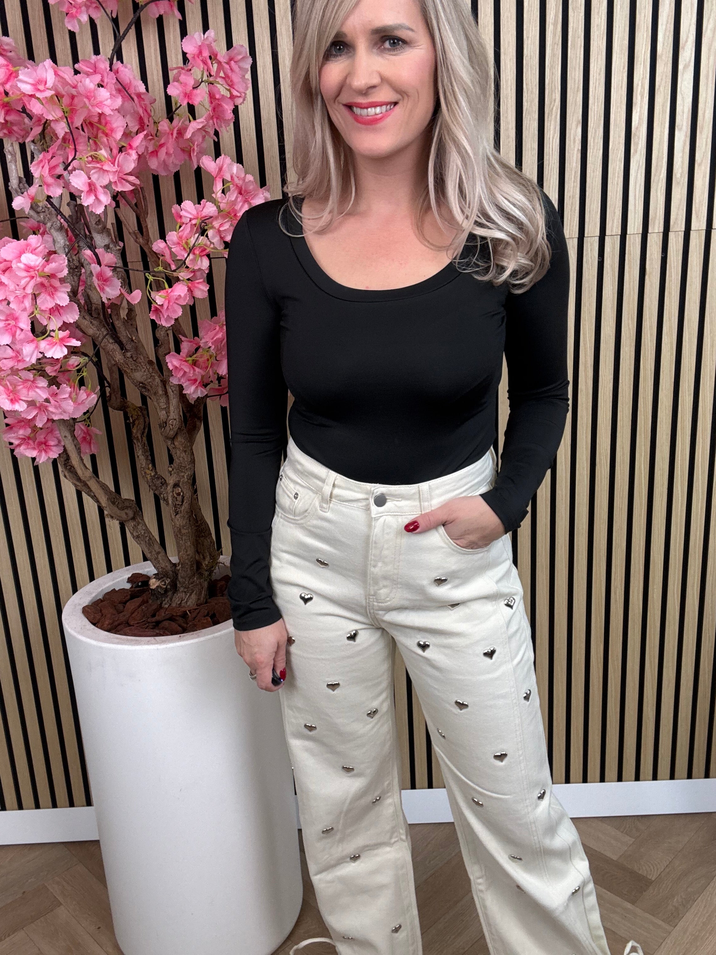 Jeans | Hartjes | Gebroken wit