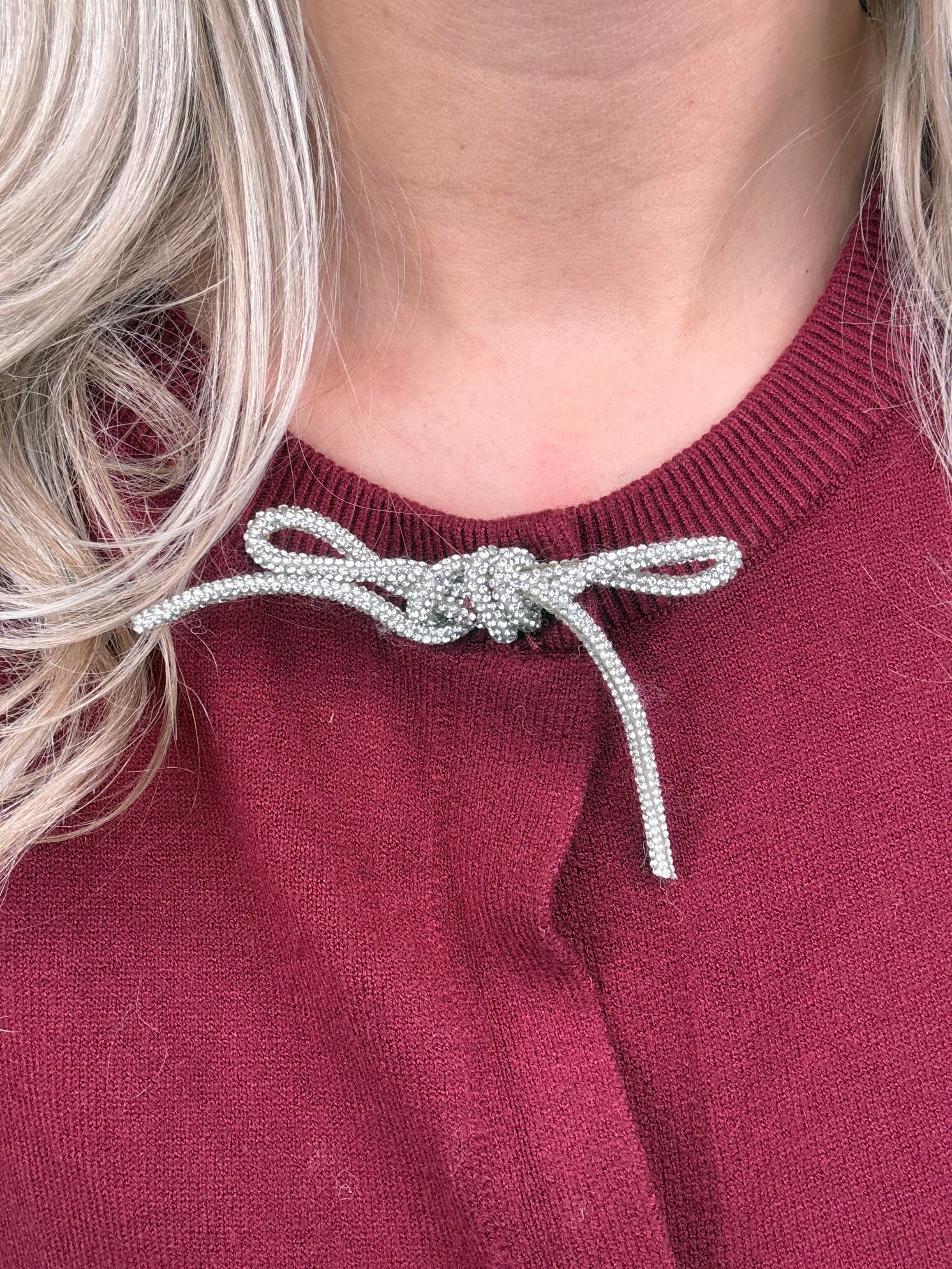 Vestje | Strass strikjes | Bordeaux rood