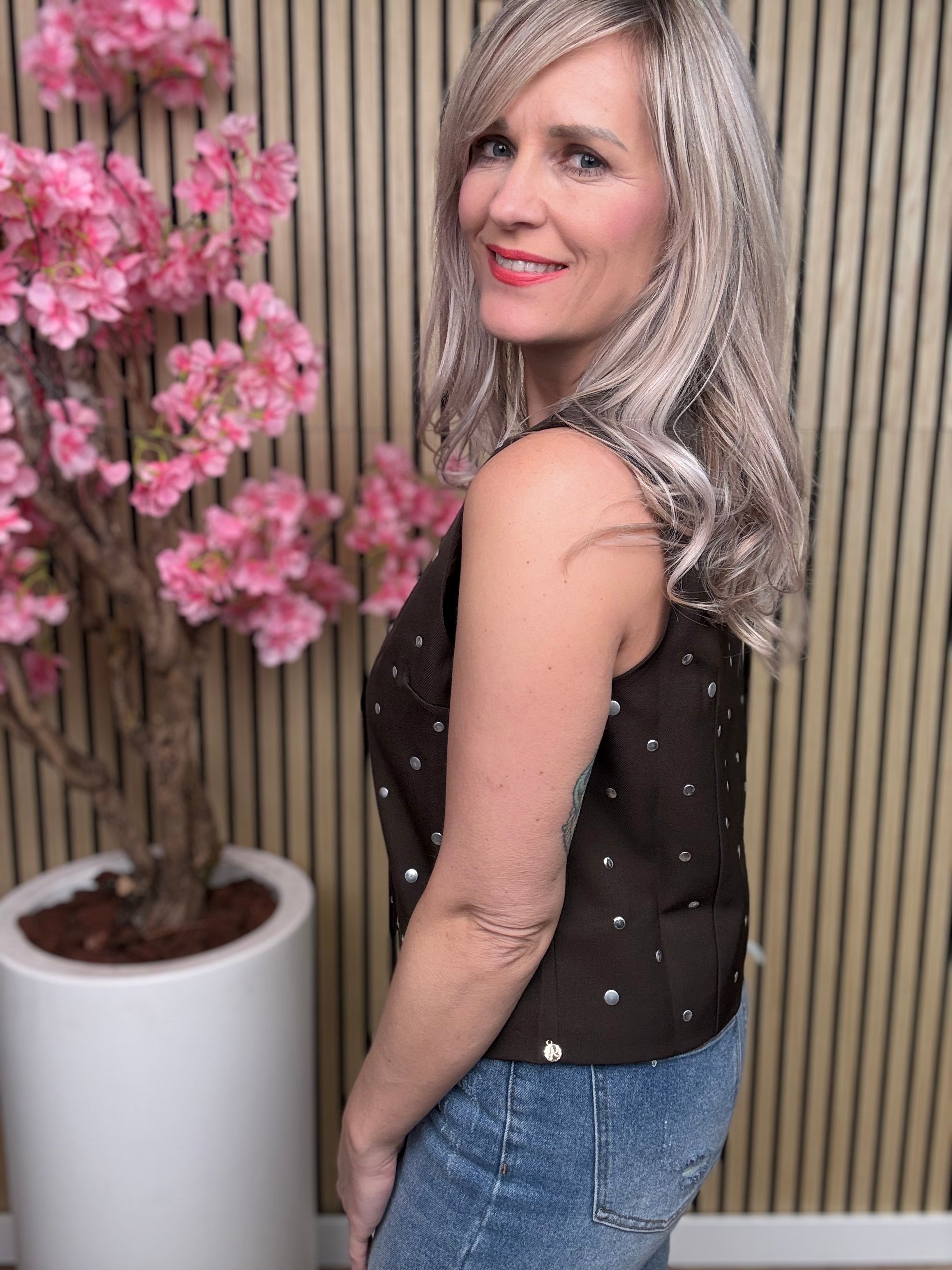 Gillet | Studs | Chocolade bruin