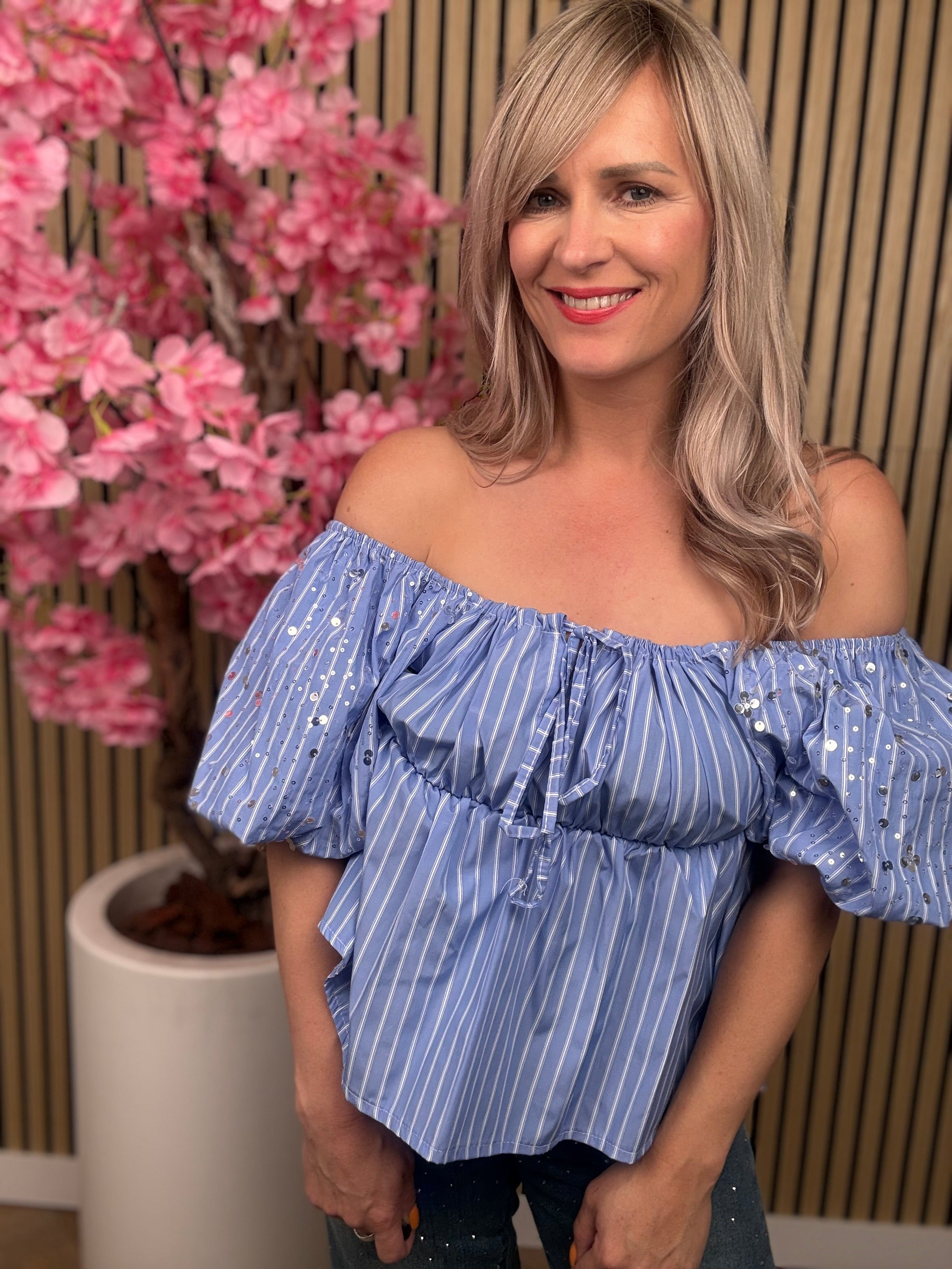 Off-shoulder | Top | Blauw