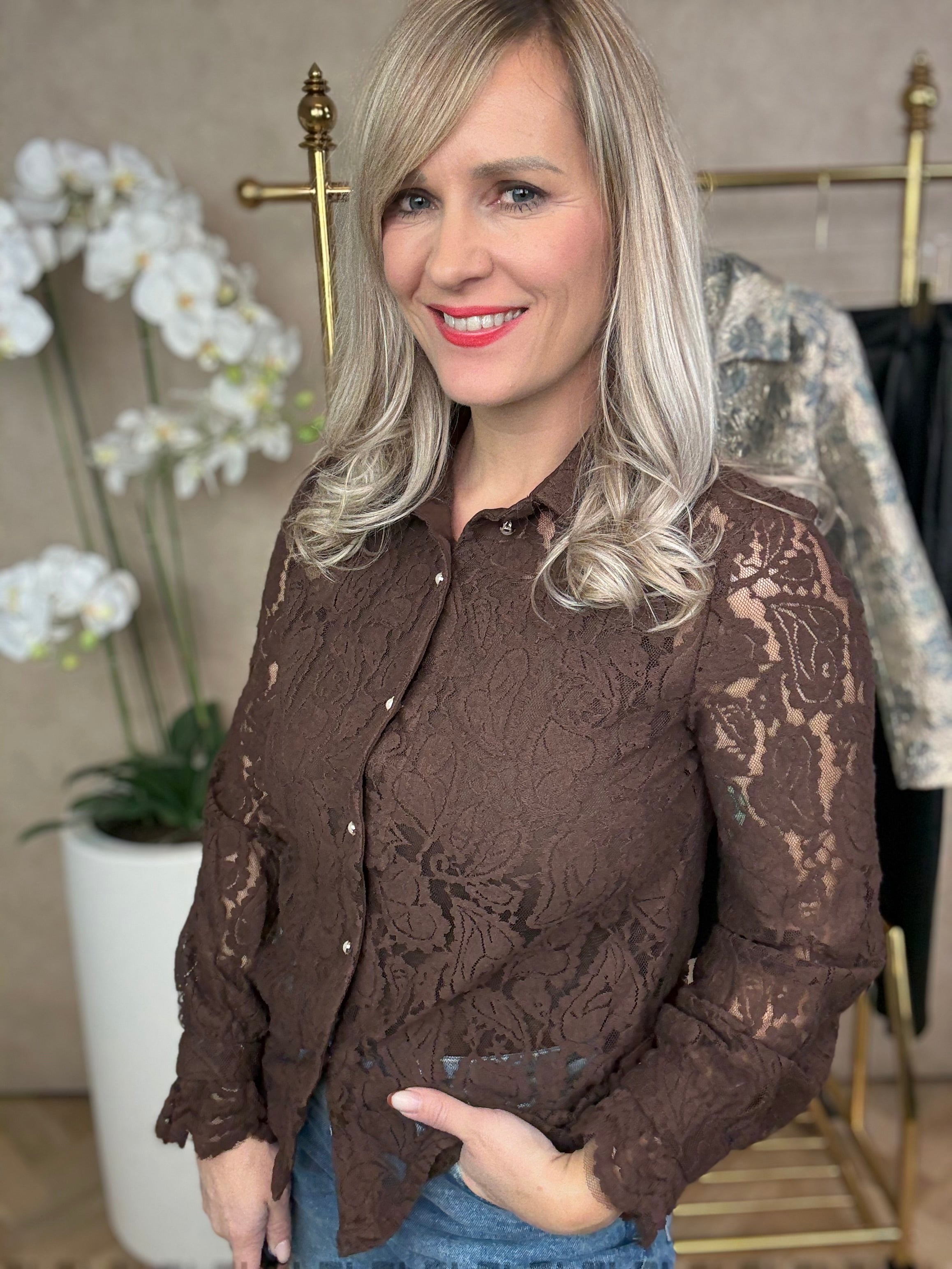 Blouse | Kant | Bruin