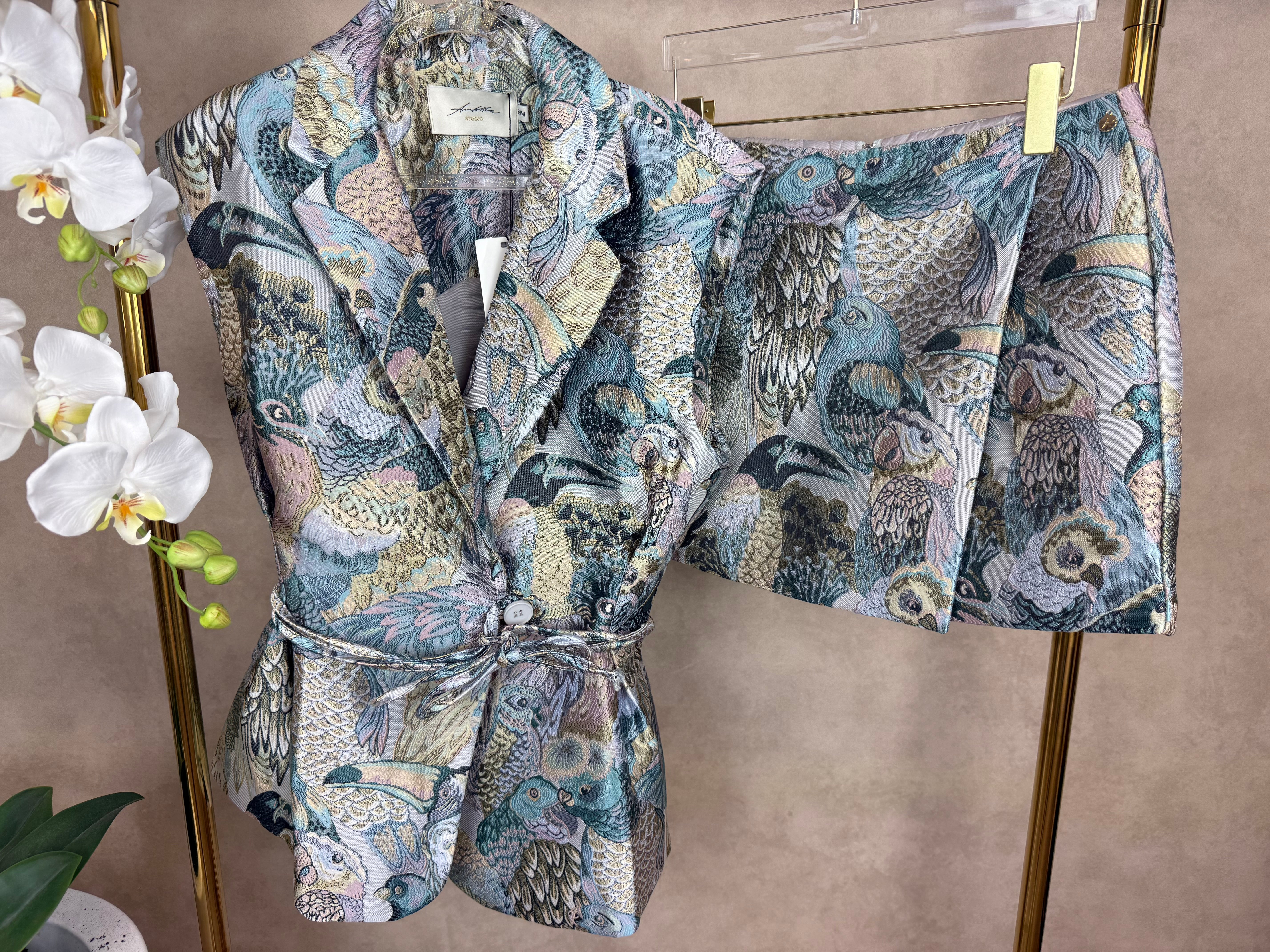 Gilet | Vogelprint | Blauw-Groen