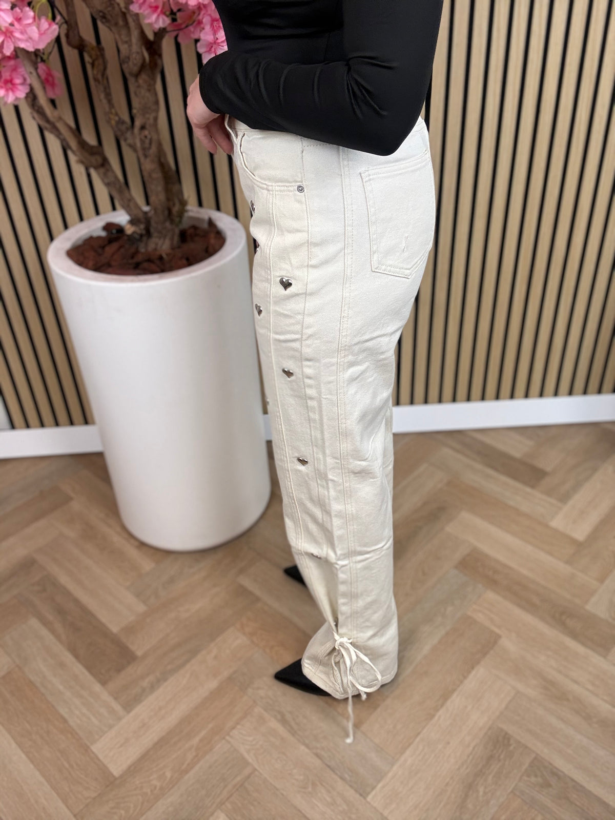 Jeans | Herzen | Cremeweiß