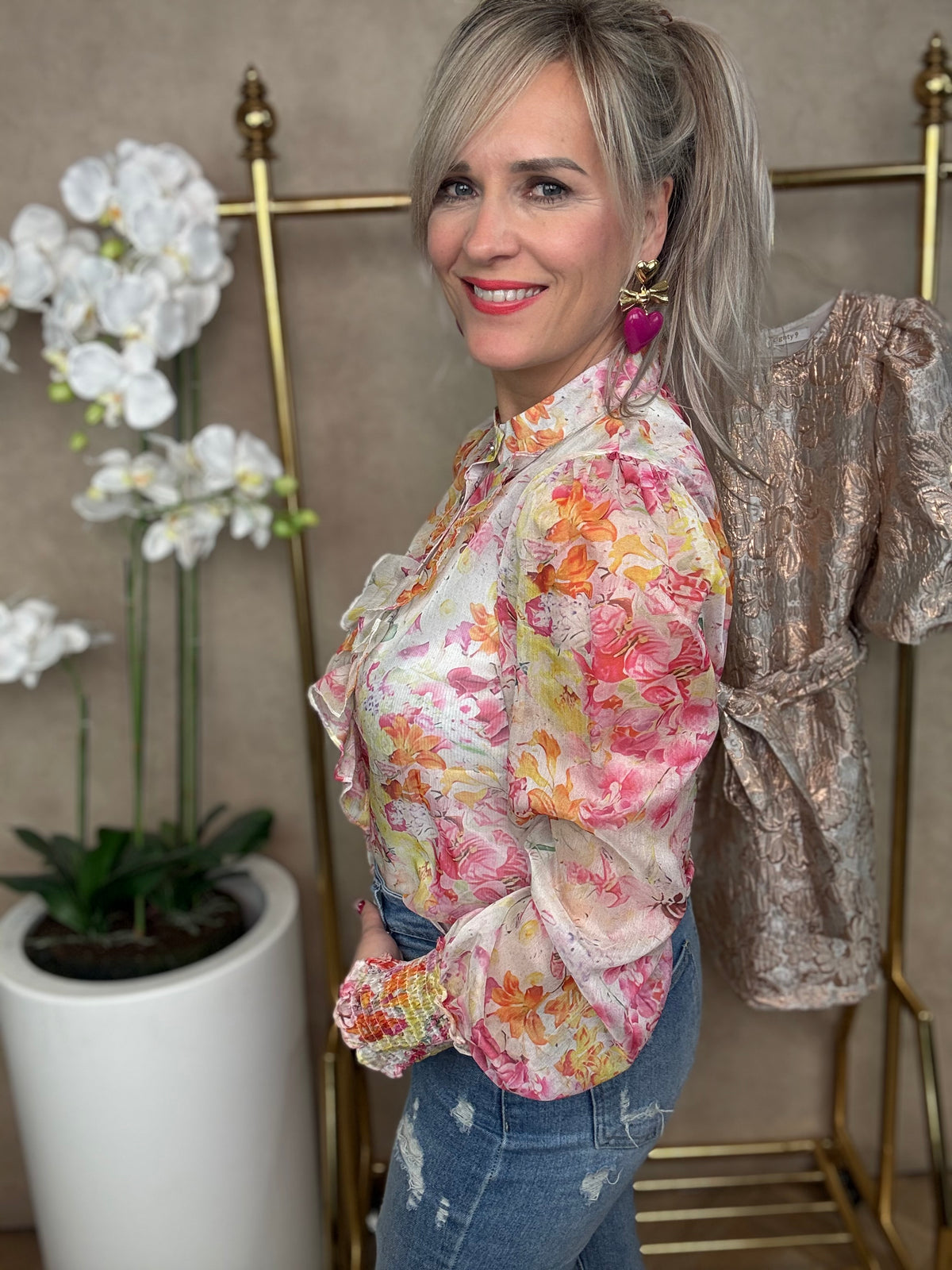 Bluse | Amaya | Rosa-Orange