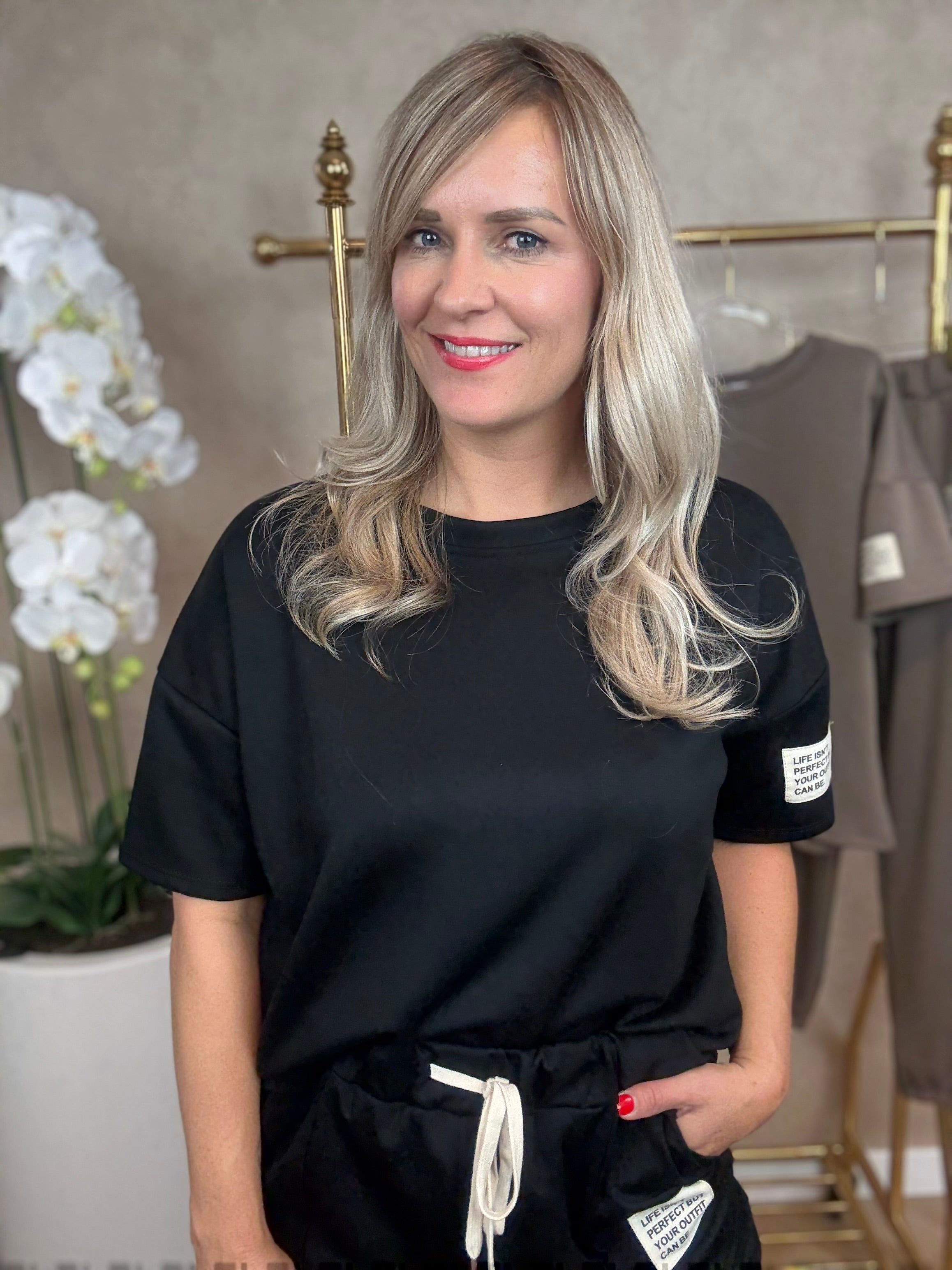 Set | Joggingpak elastiek broekspijp | Zwart