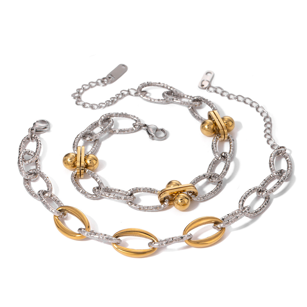 Armband | Schakel | gouden bolletjes