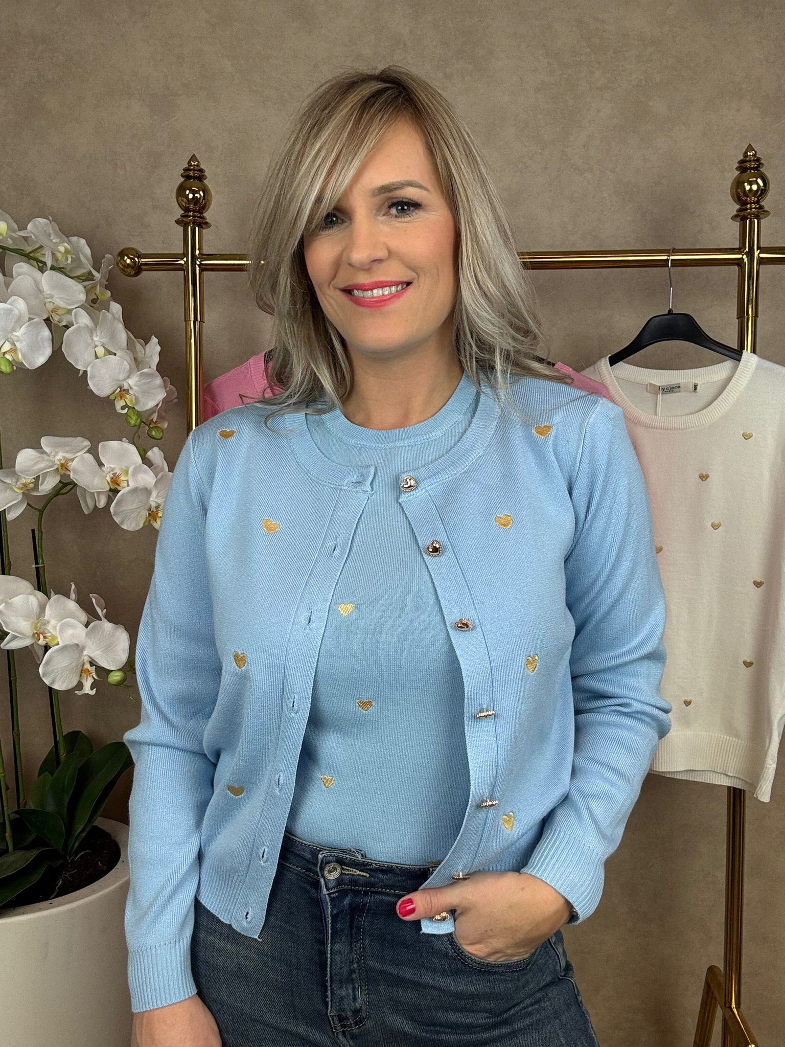 Shirt | Gouden hartjes | Blauw