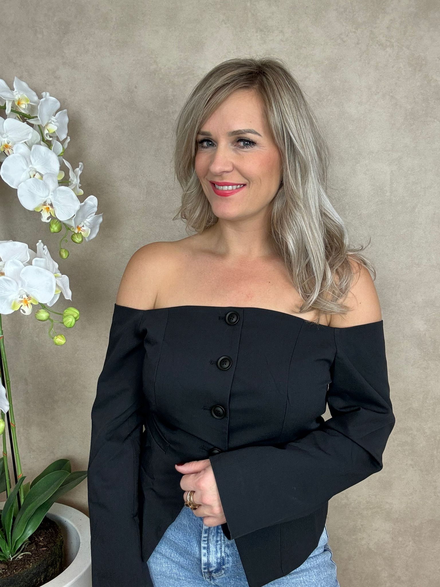 Blouse | Off shoulder | Zwart