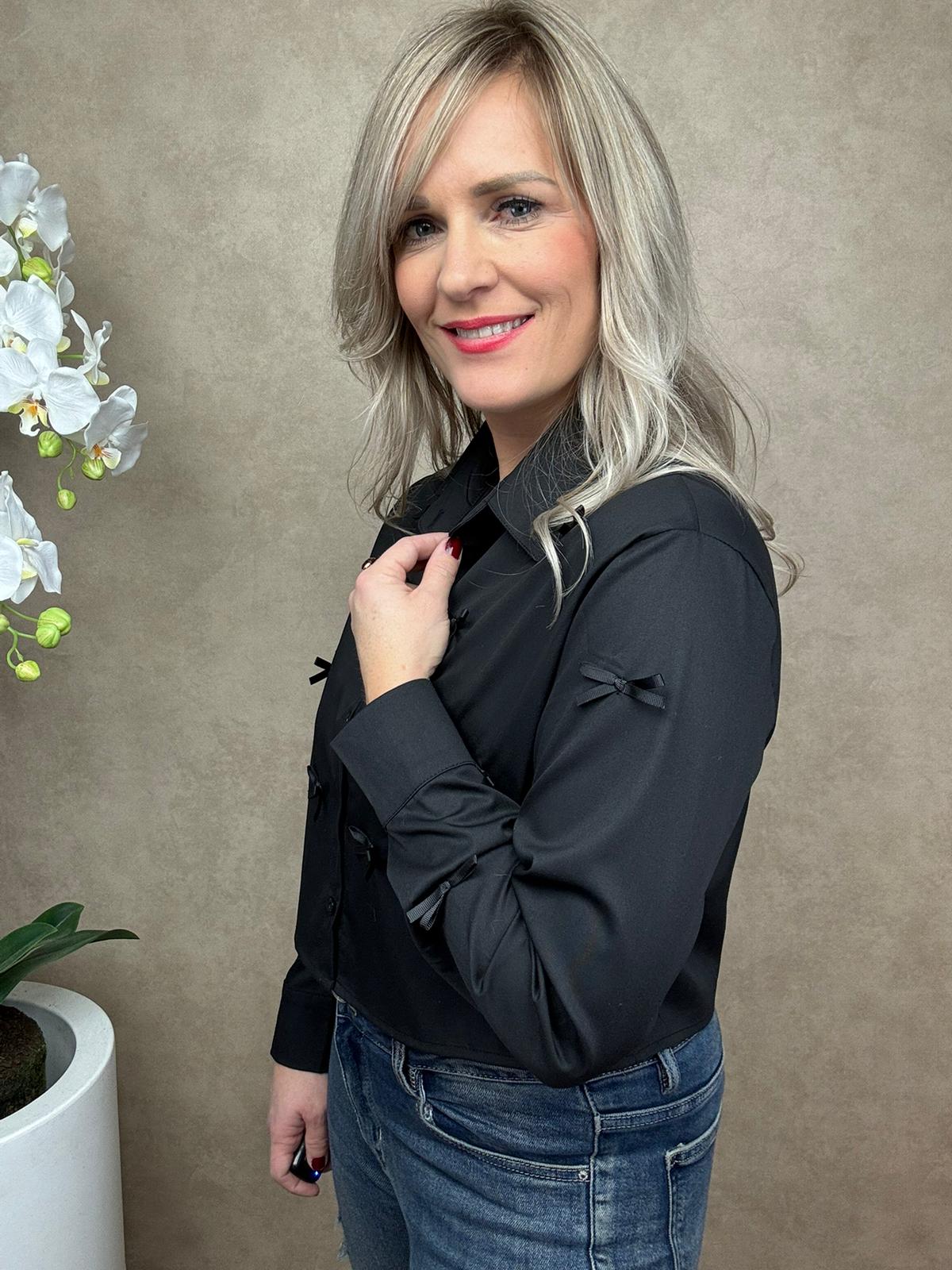 Blouse | Strikje | Zwart