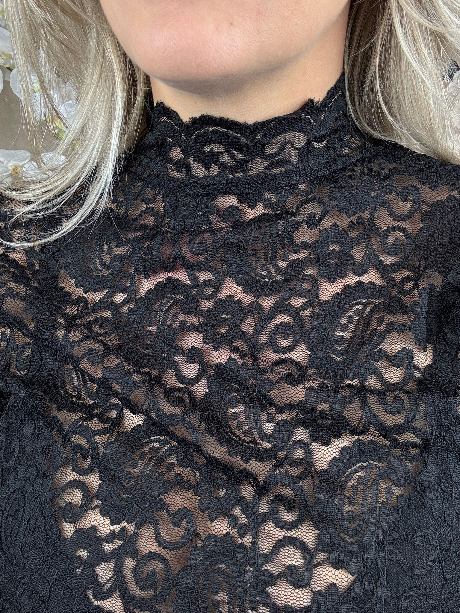 Top | Kant met kraagje| Zwart