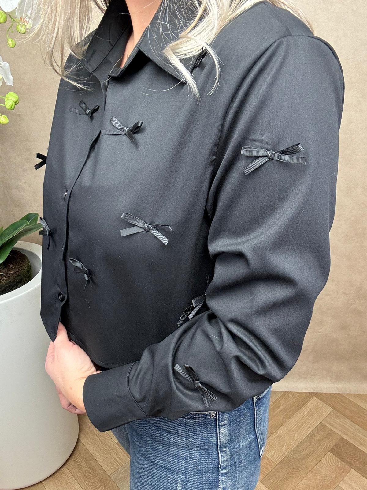 Blouse | Strikje | Zwart