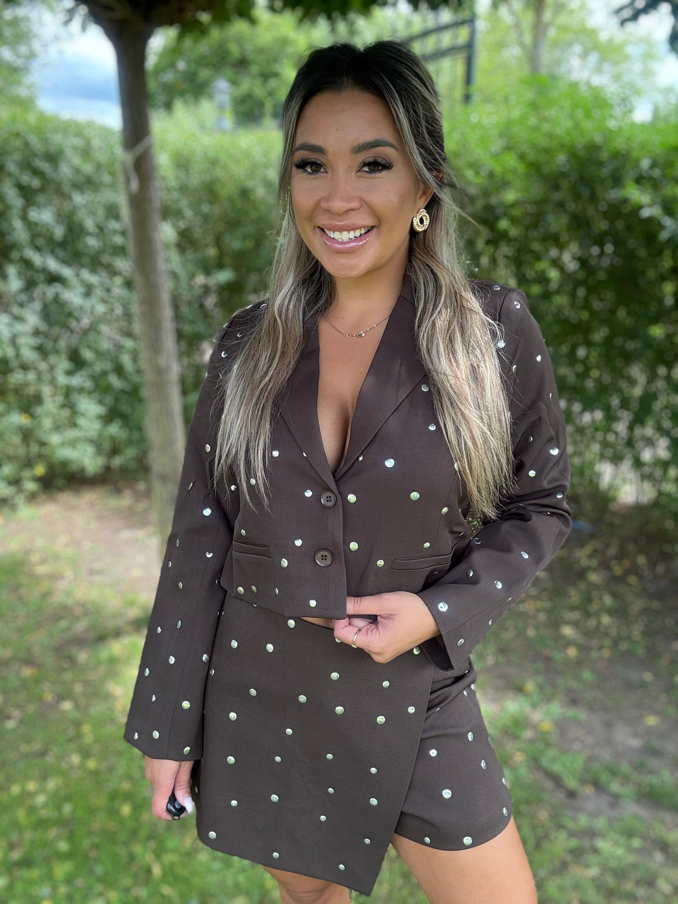 Blazer | Studs | Chocolade bruin