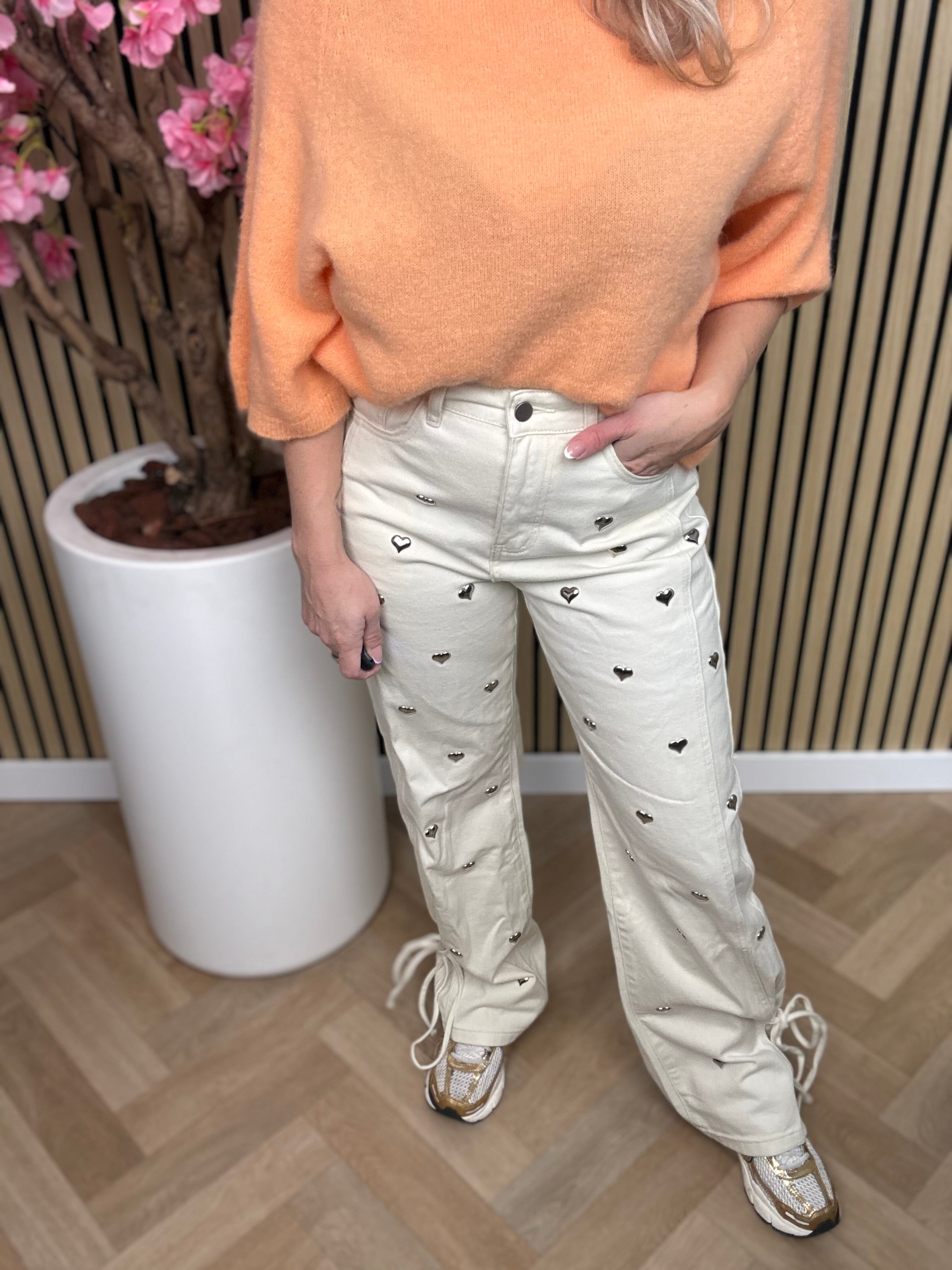 Jeans | Hartjes | Gebroken wit