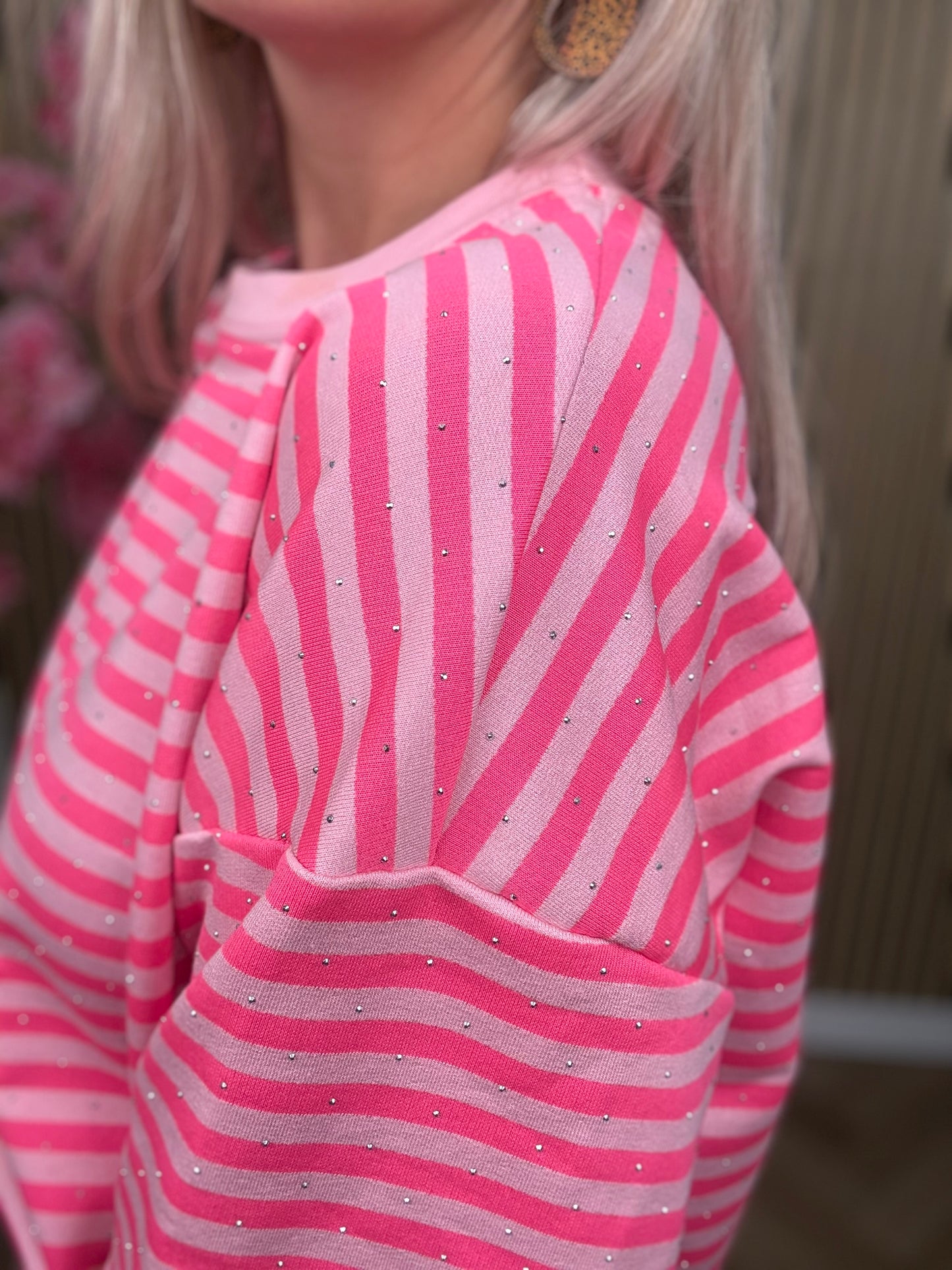 Shirt | Streepjes Glitter | Roze
