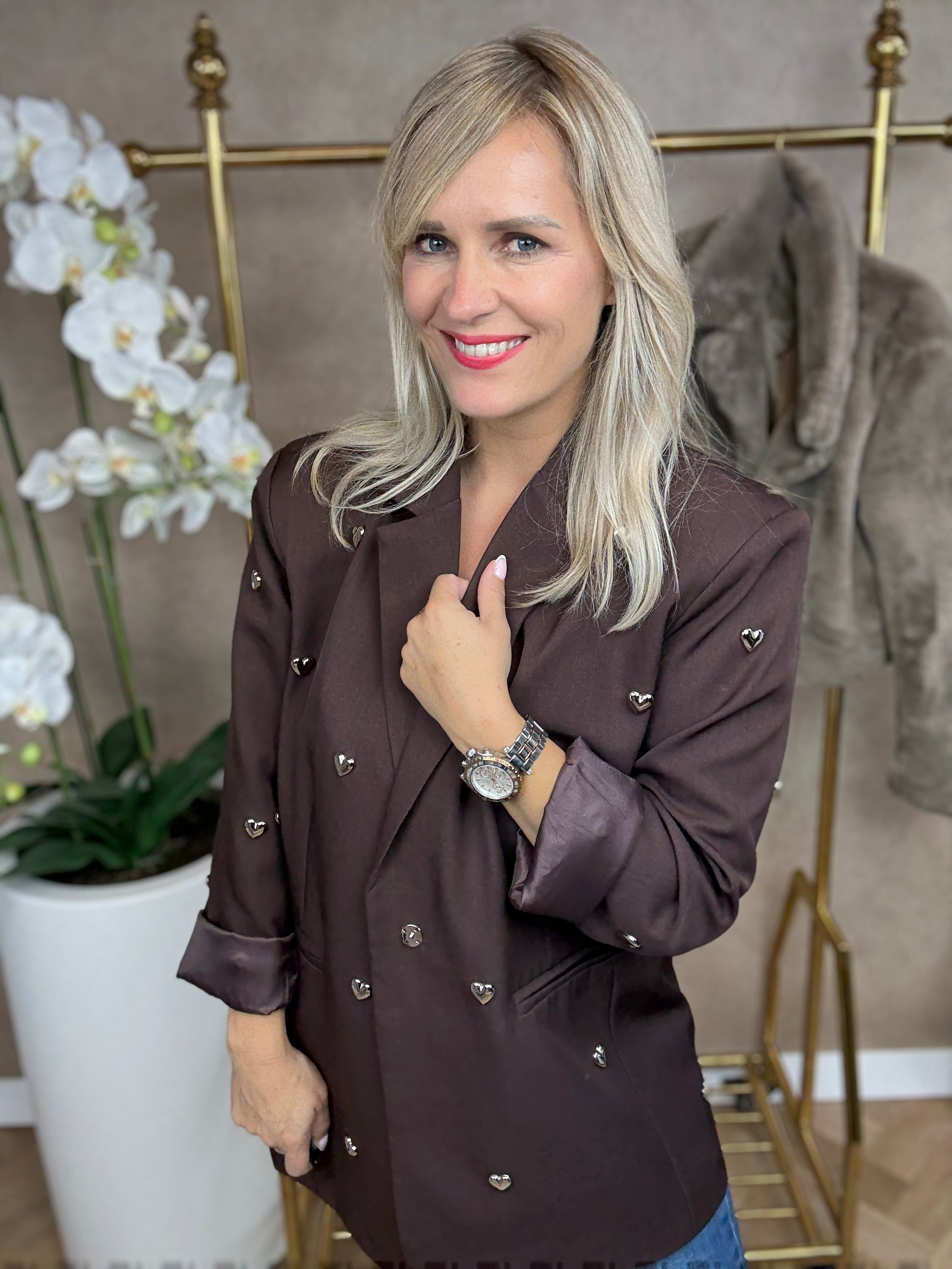 Blazer | Hartjes | Bruin