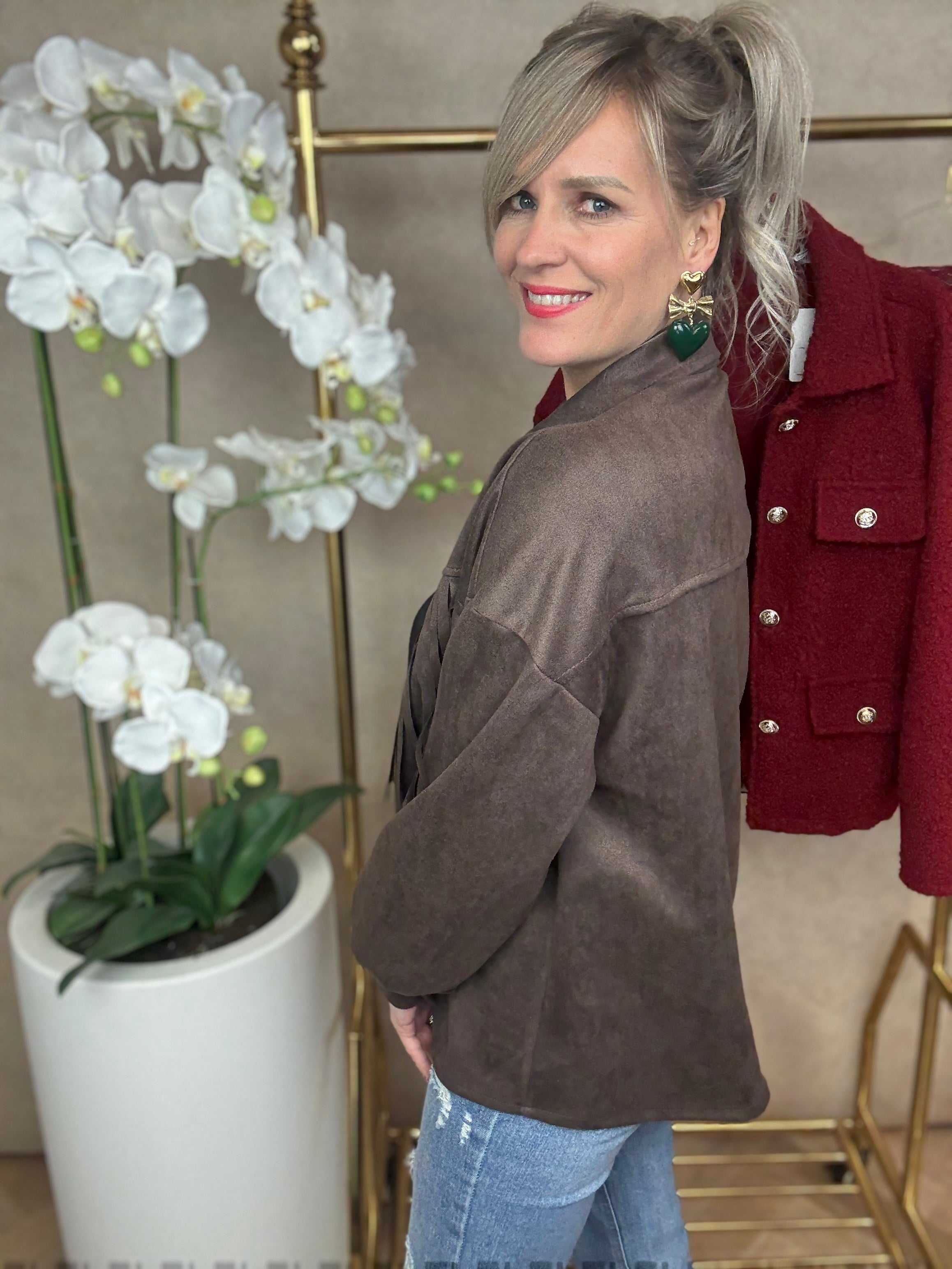 Jasje-Blouse| fringes | Suede-look