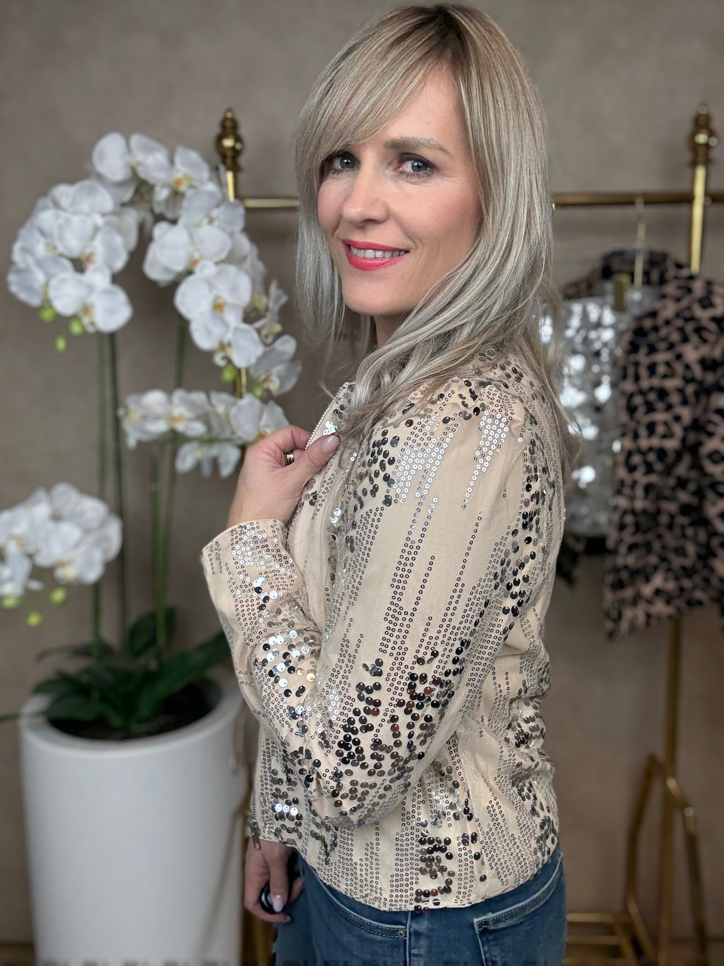 Jasje | pailetten | Beige