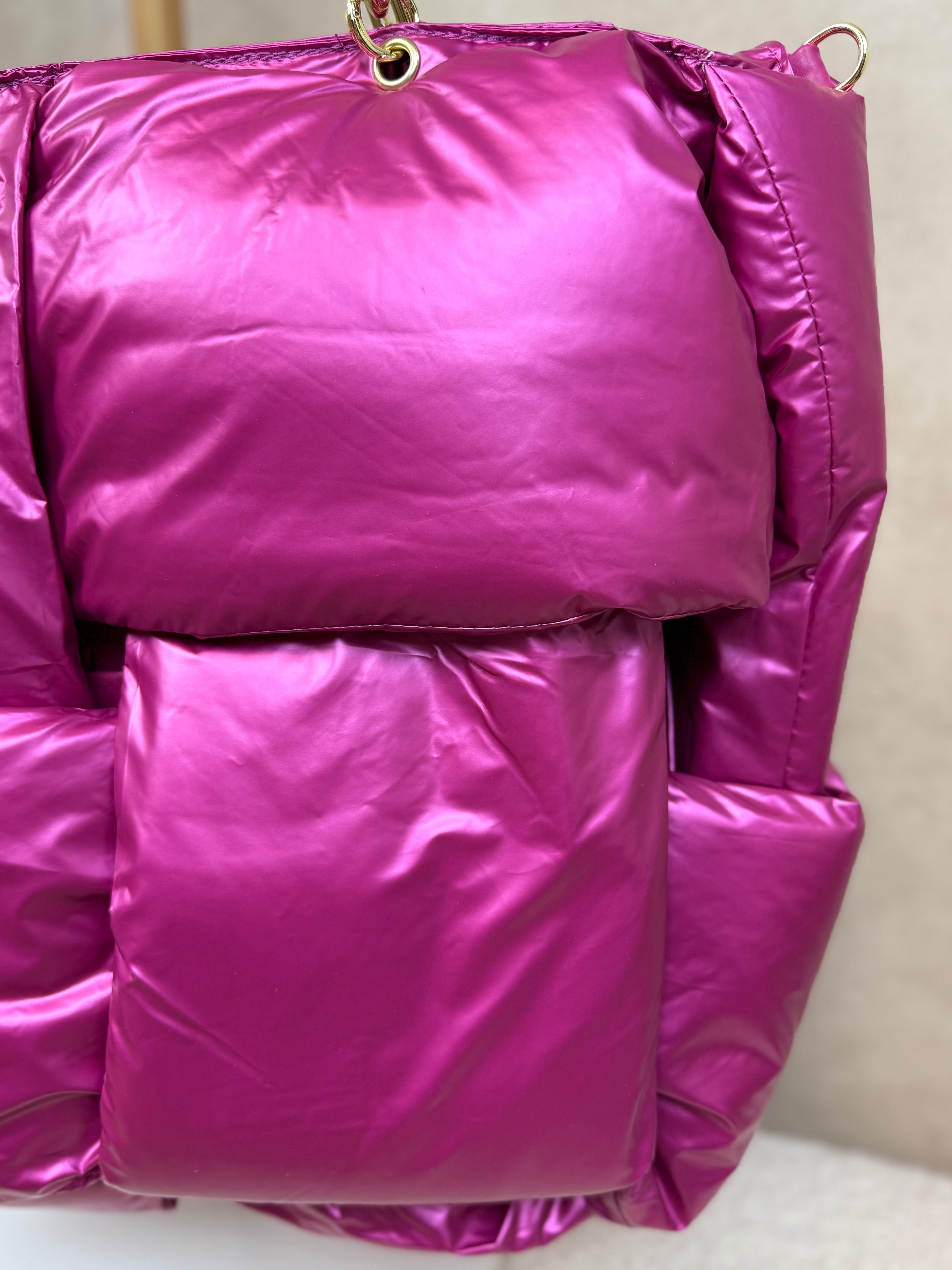 Tas | Puffy Chain | Metallic roze