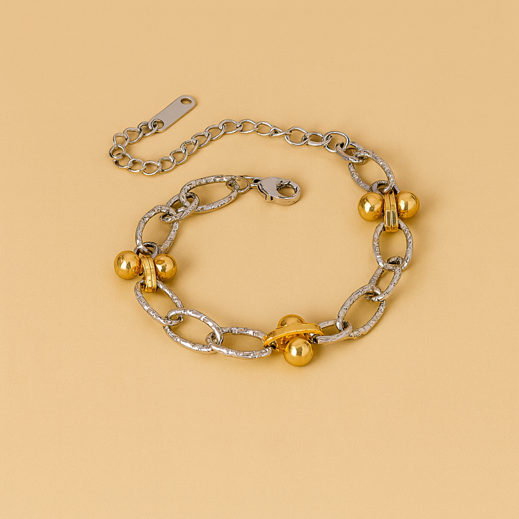 Armband | Schakel | gouden bolletjes