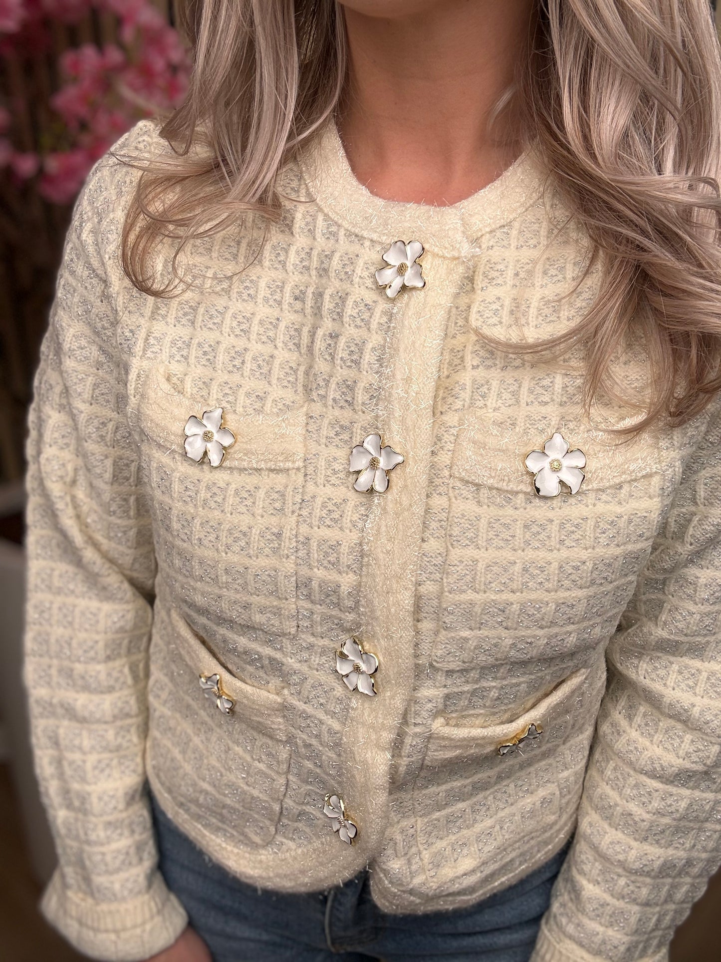 Vestje | Flower | Beige