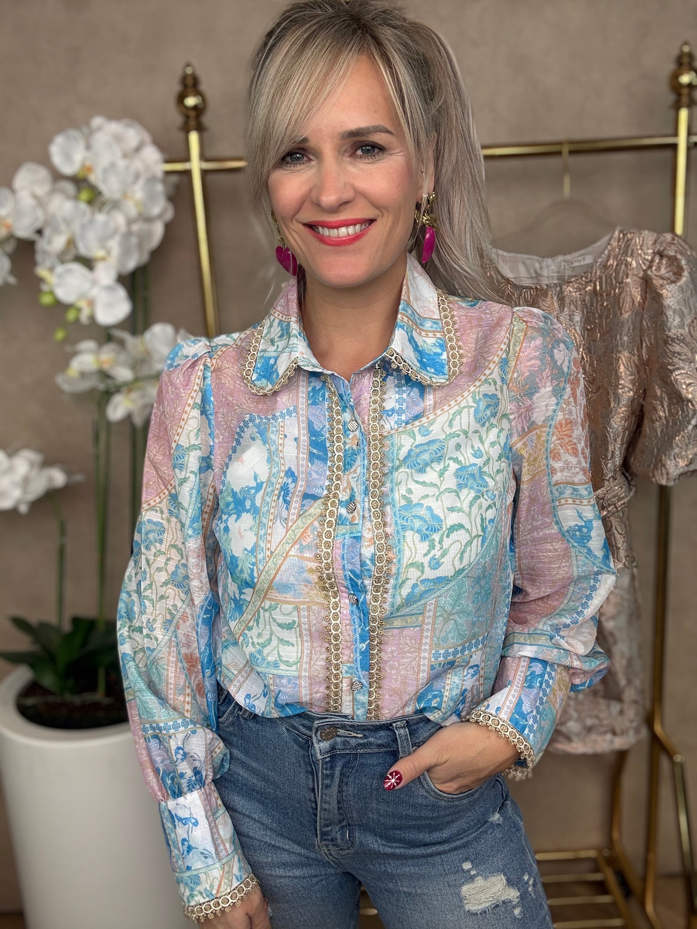 Blouse | Lola | Blauw groen