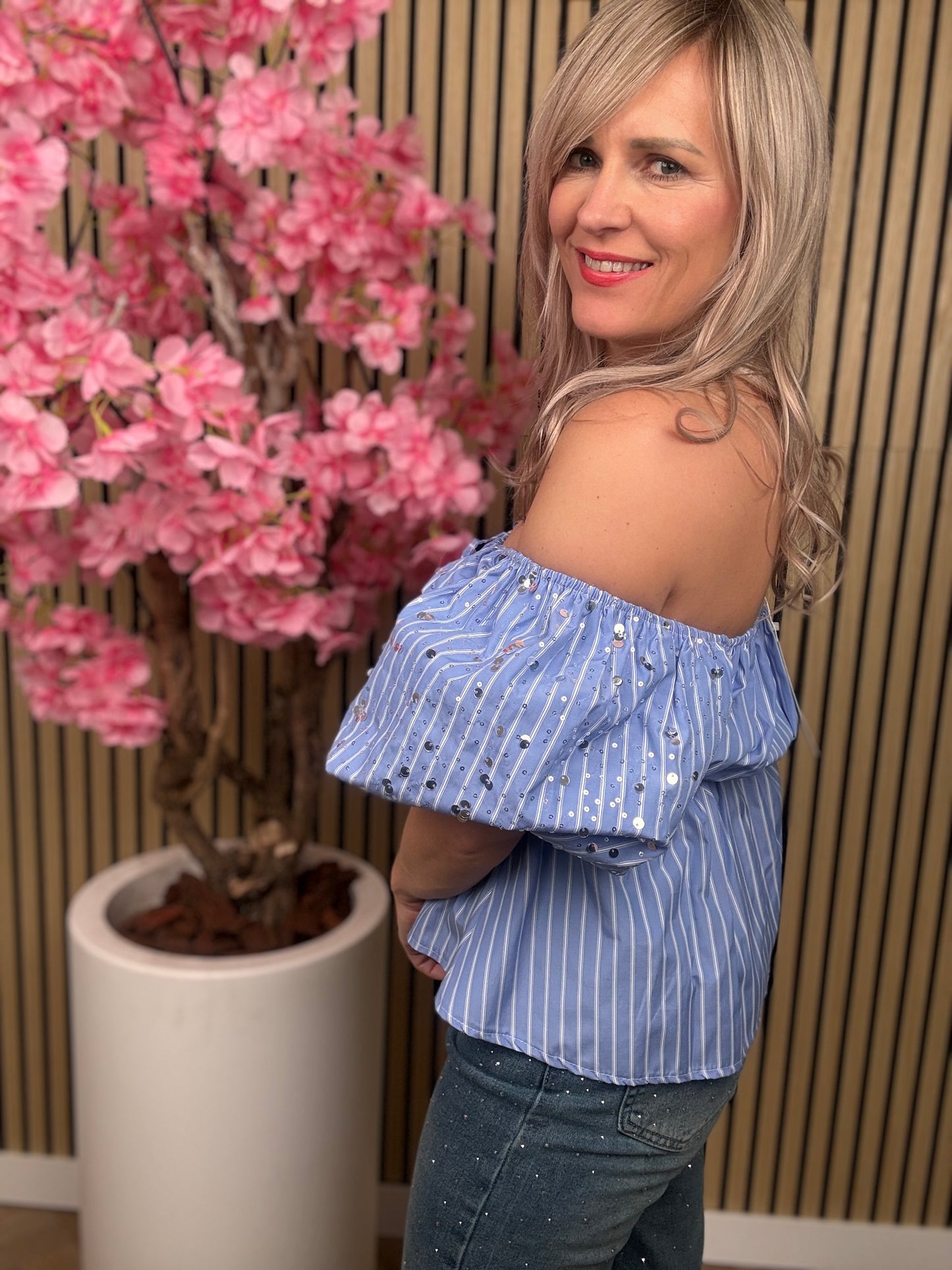 Off-shoulder | Top | Blauw