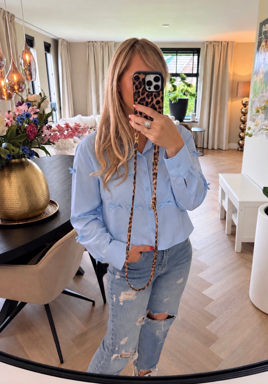 Bluse | Fliege | Hellblau