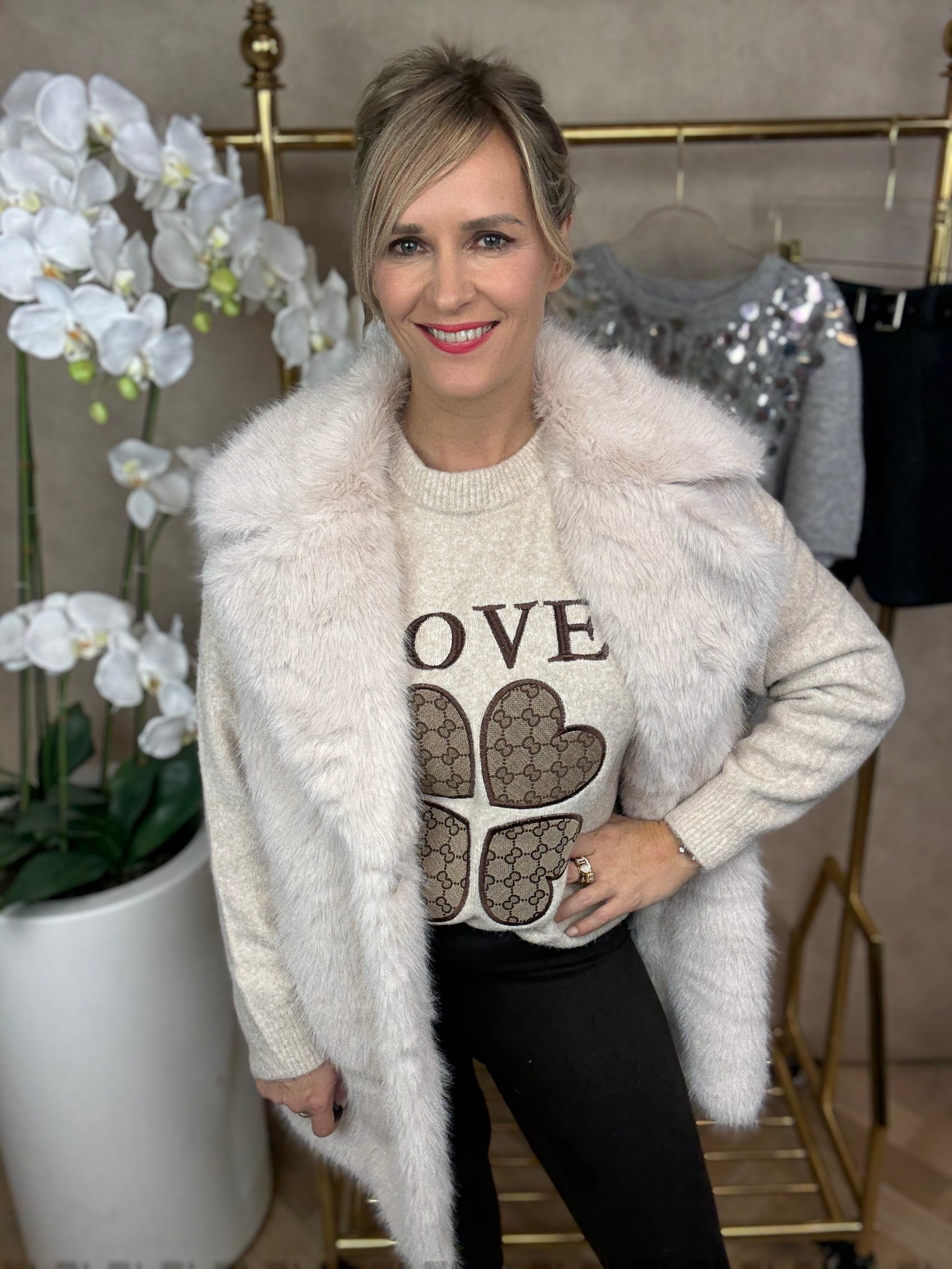 bodywarmer | Faux fur | Beige