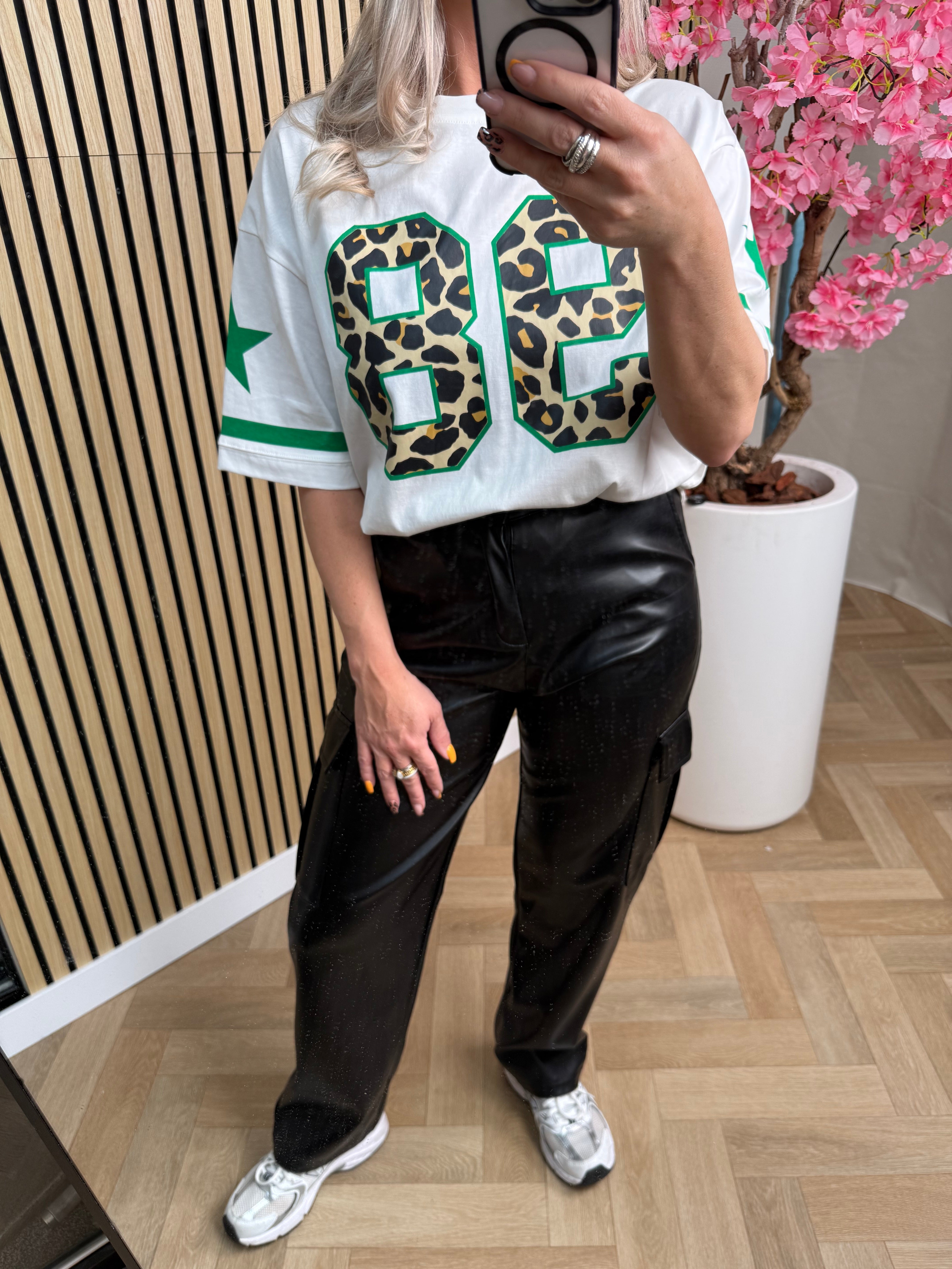 Leather | look cargo broek | Zwart