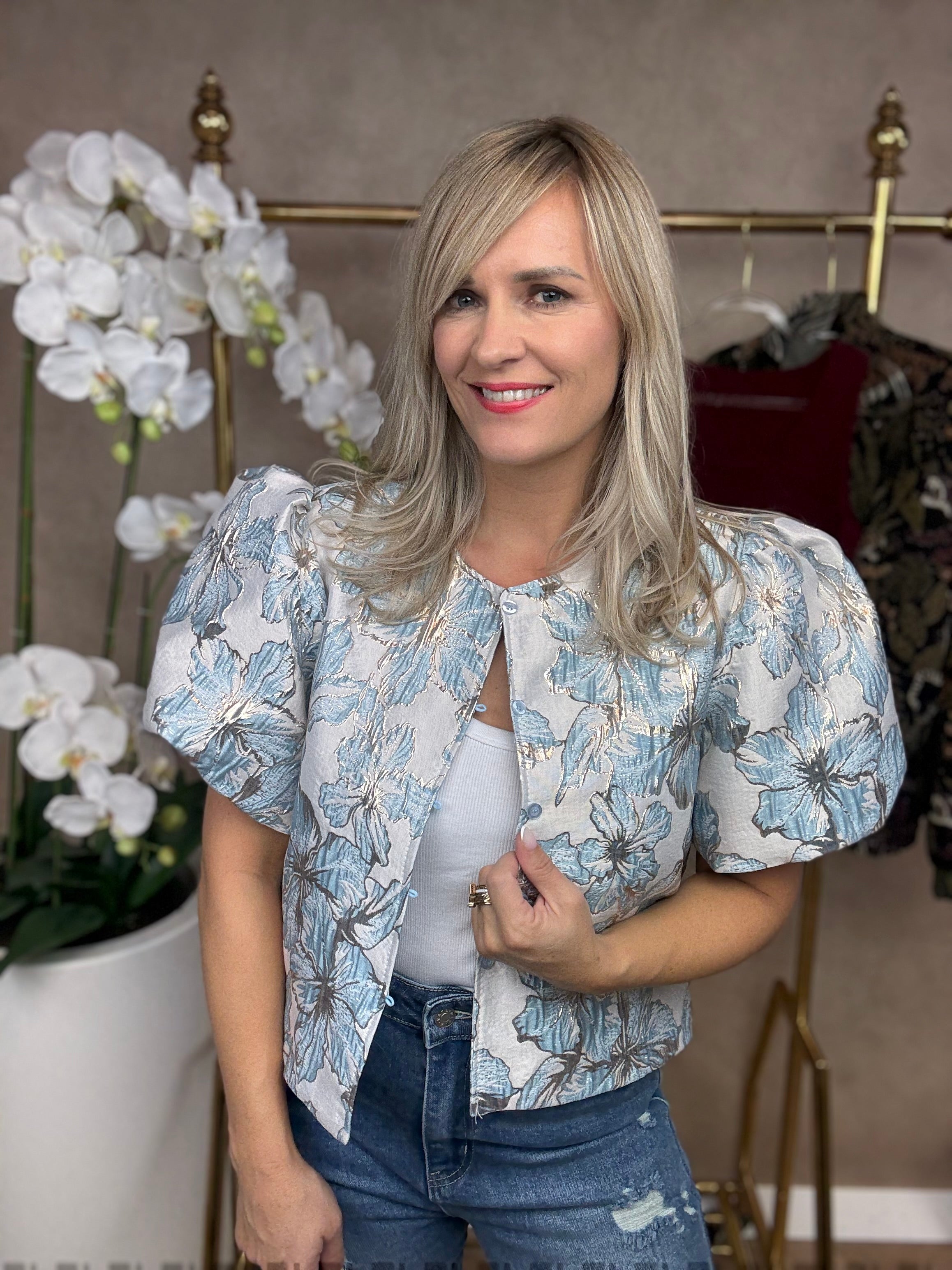 Top | Flower | Blauw-goud