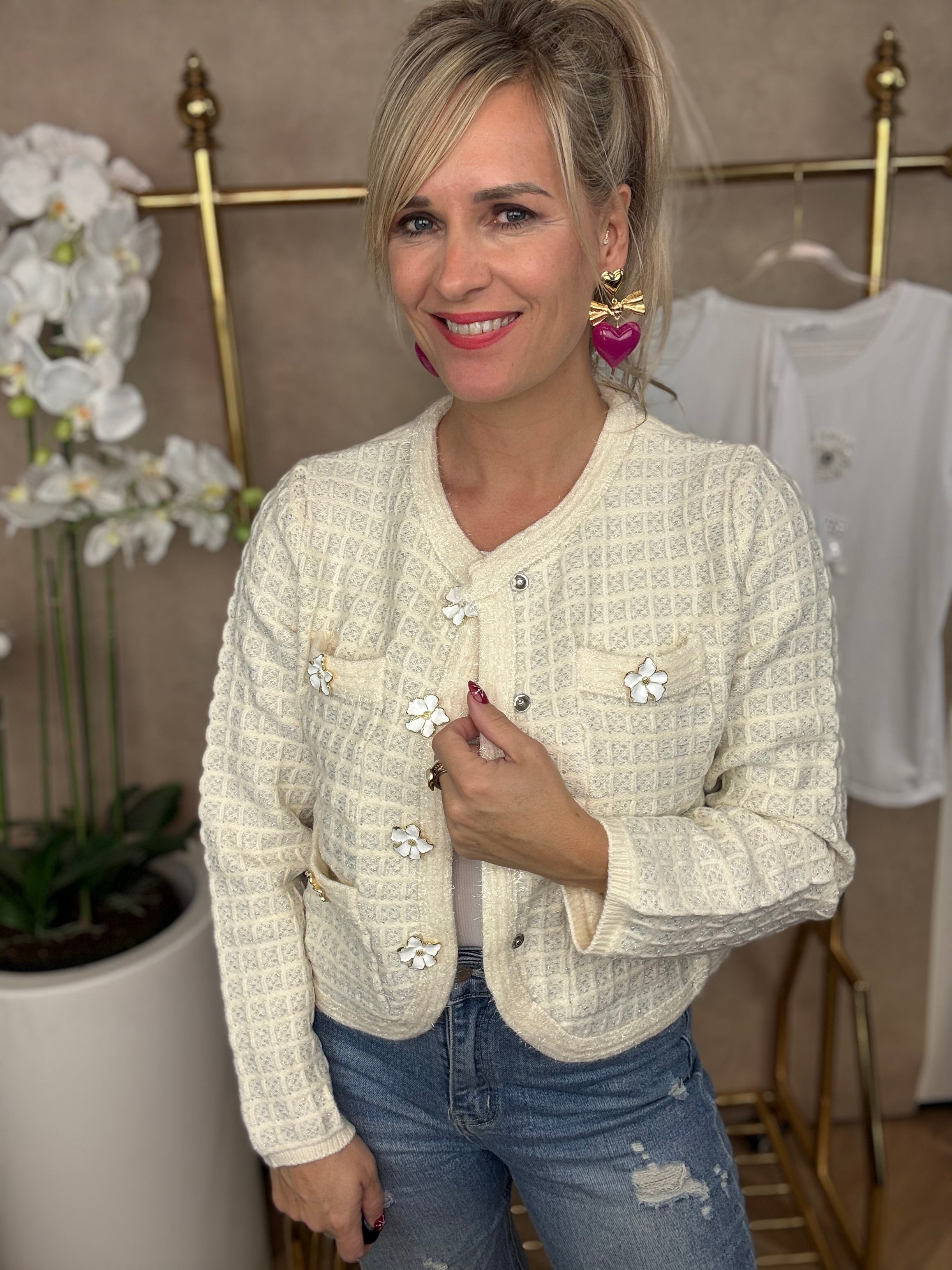 Vestje | Flower | Beige