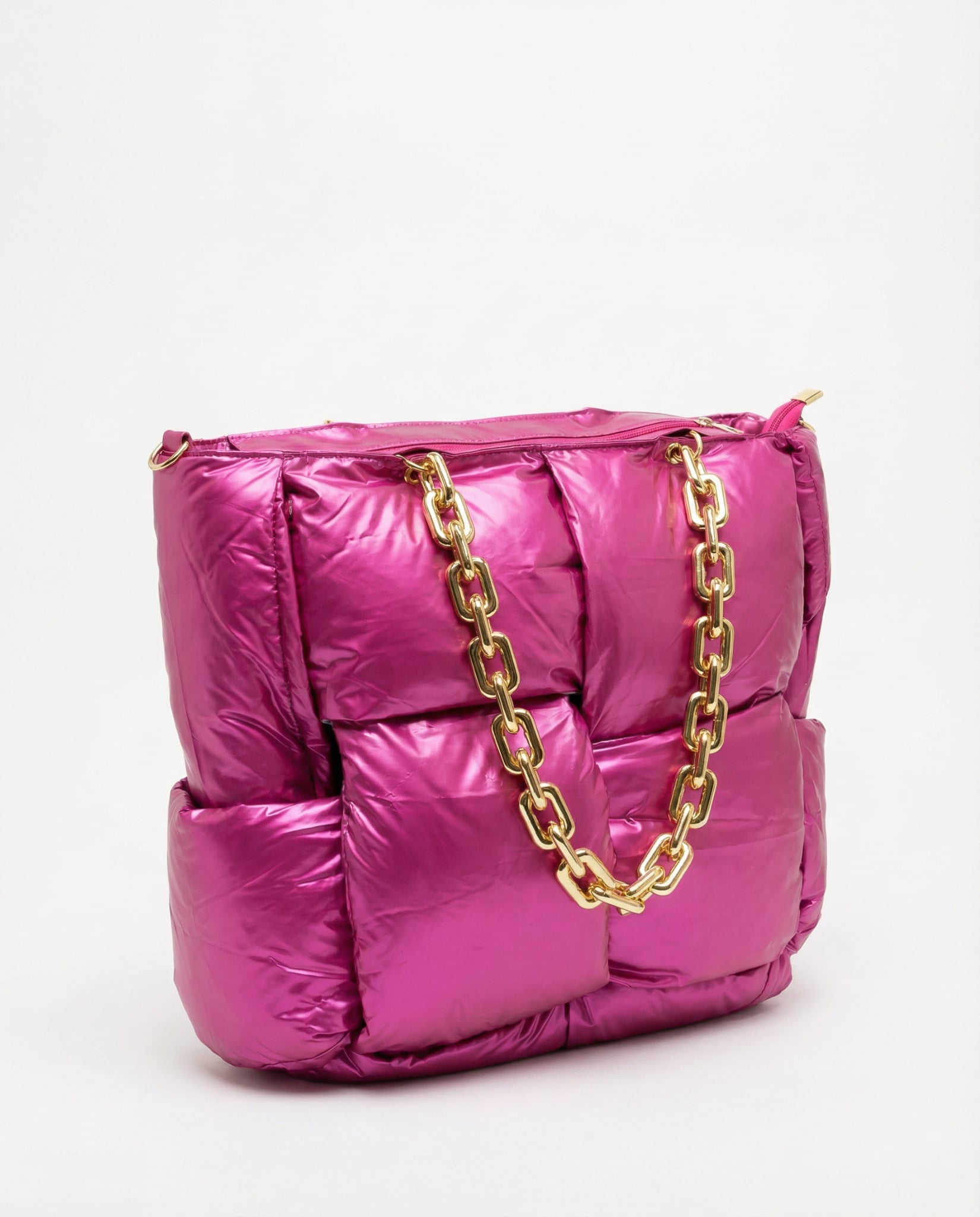 Tas | Puffy Chain | Metallic roze