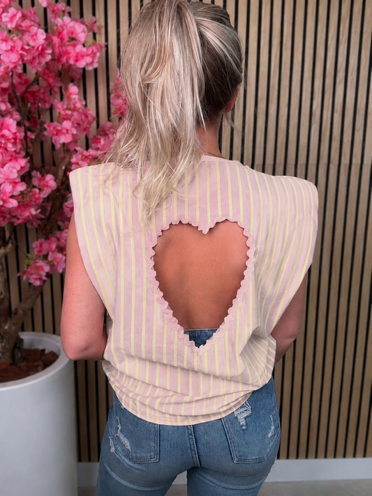 Top | Strepen licht Roze | Hartje