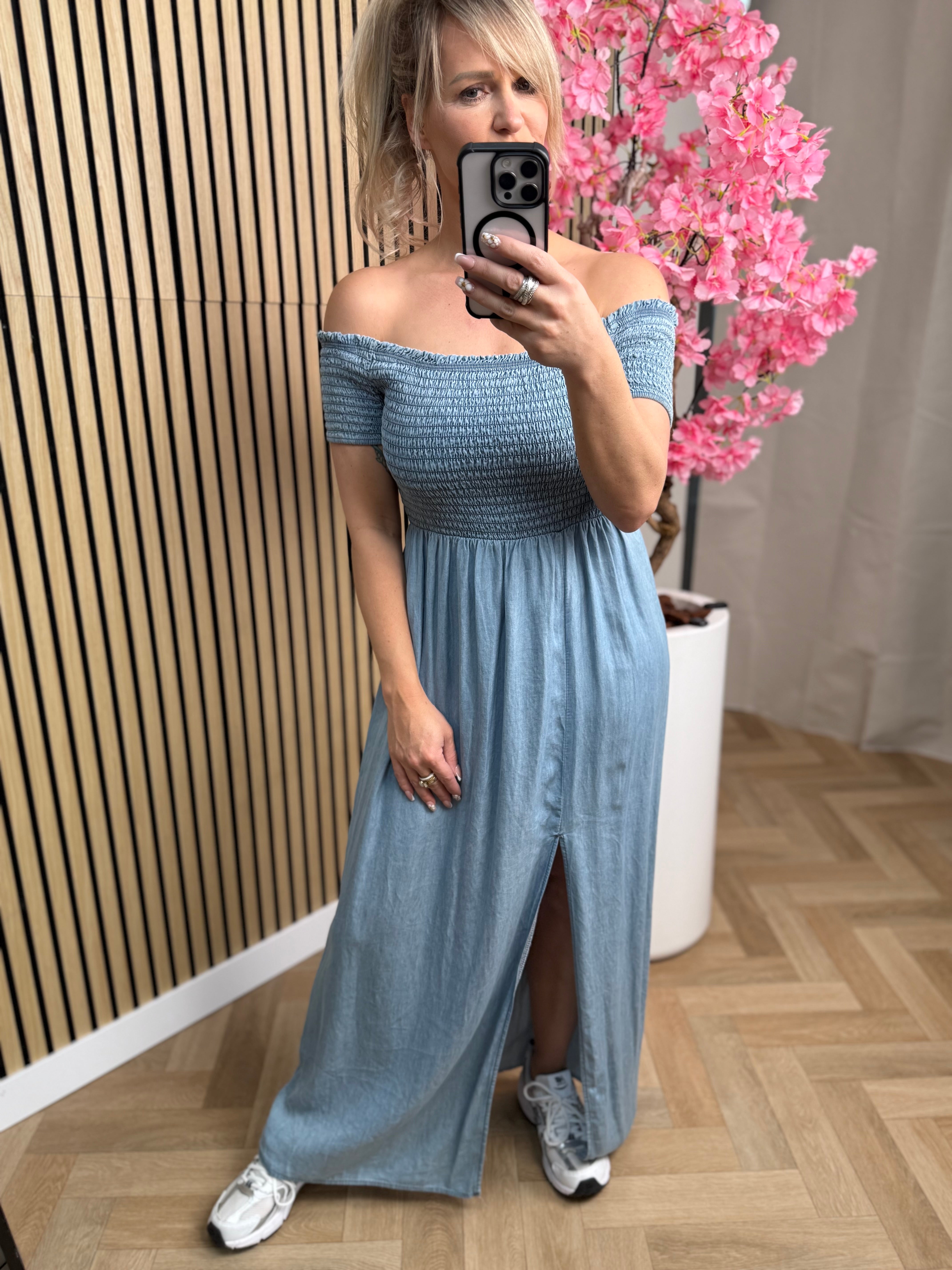 Jurk | off-shoulder | Blauw