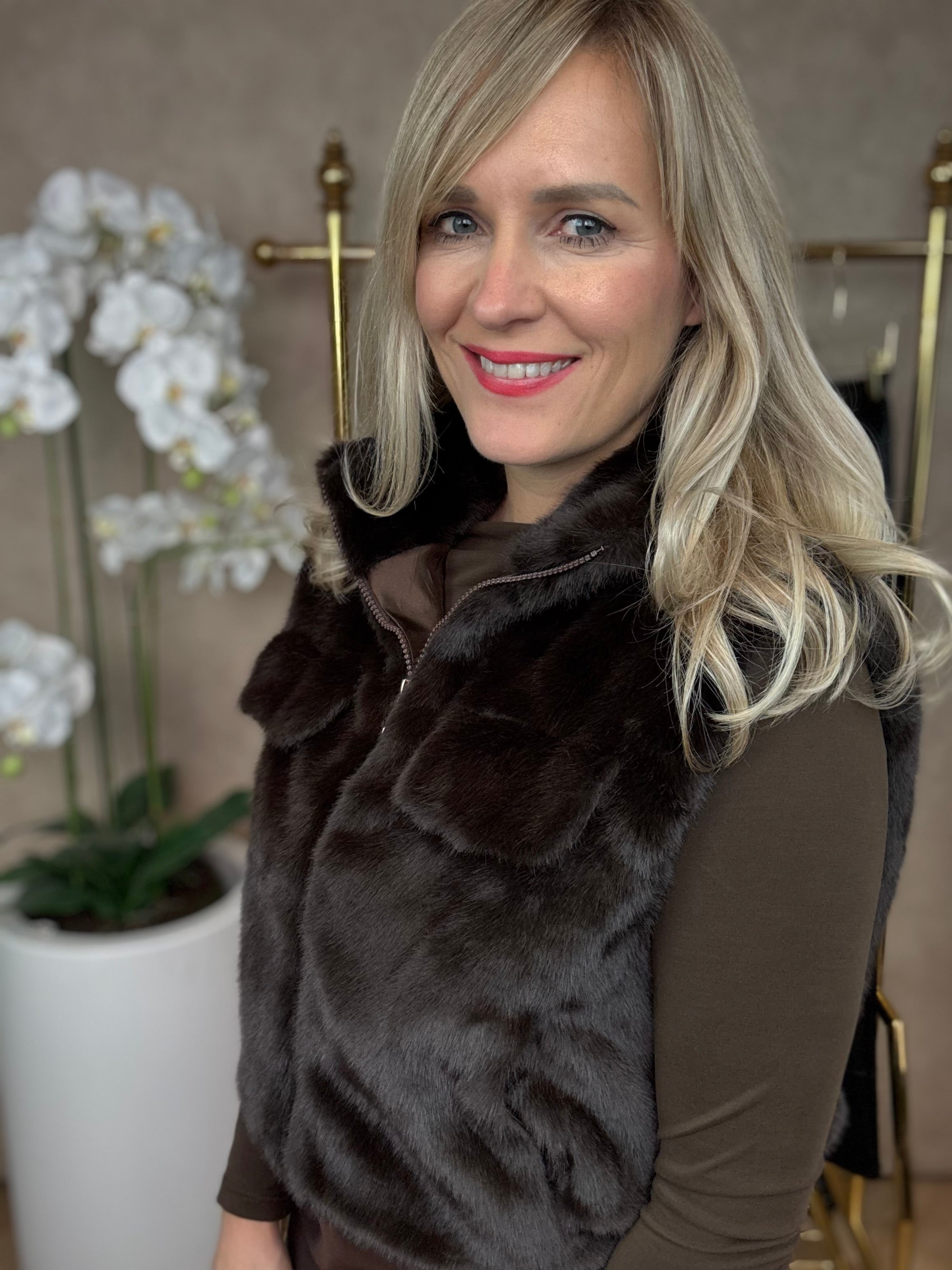 Bodywarmer| Bont | Chocolade bruin