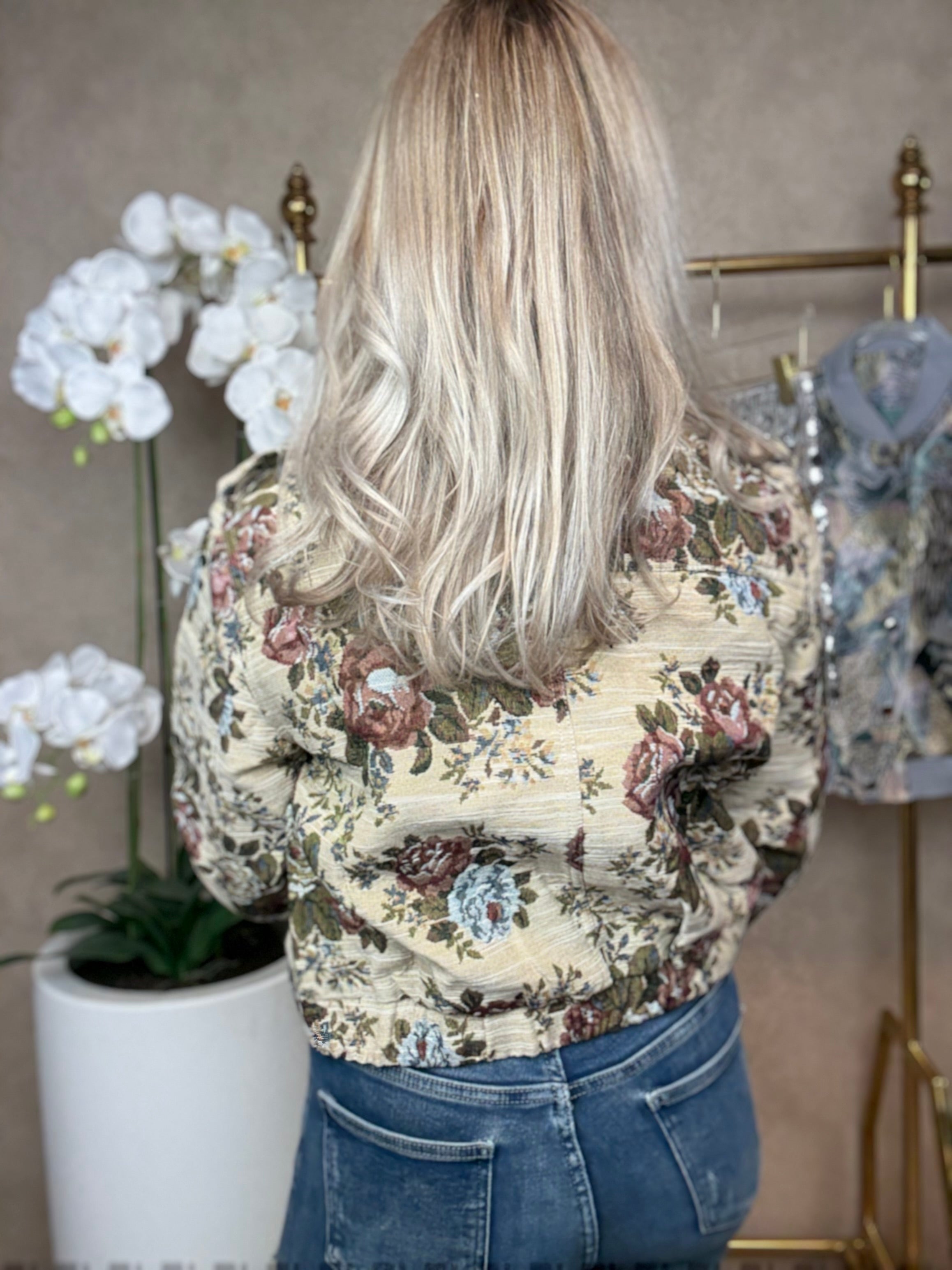 Bomberjack | Bloemen | Jacquardstof