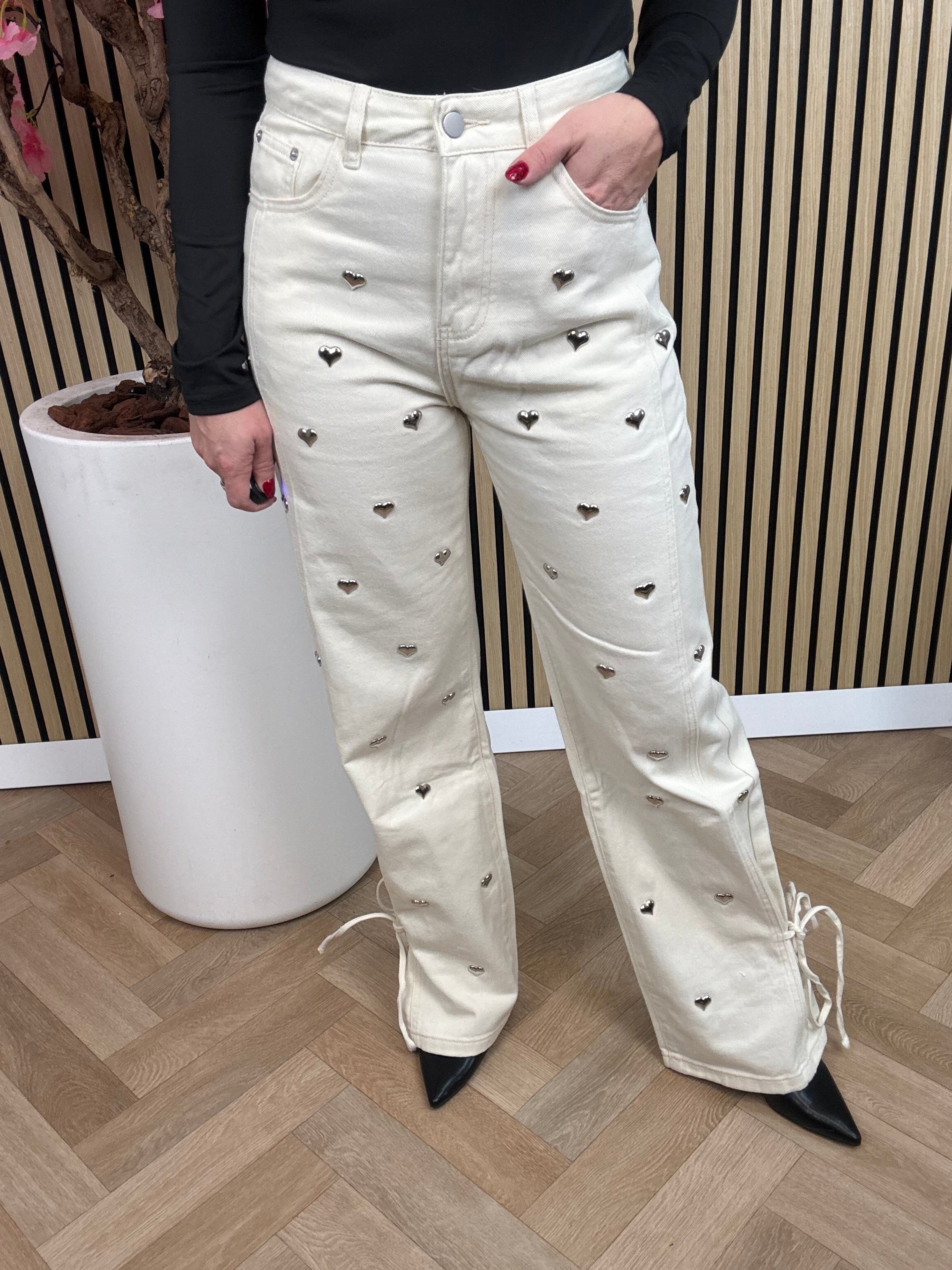 Jeans | Hartjes | Gebroken wit