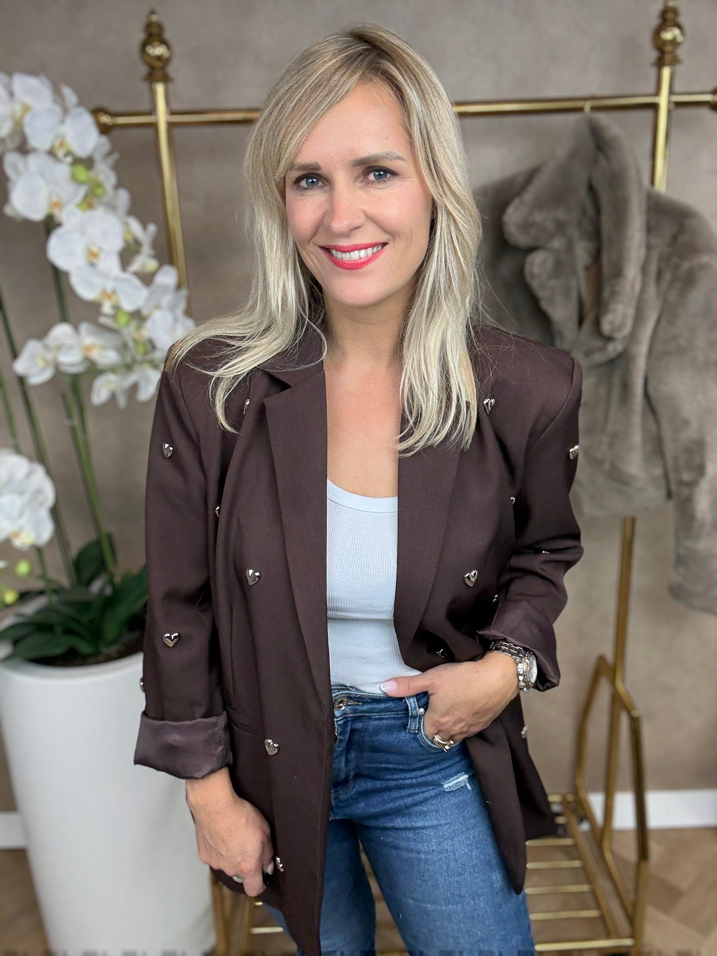 Blazer | Hartjes | Bruin