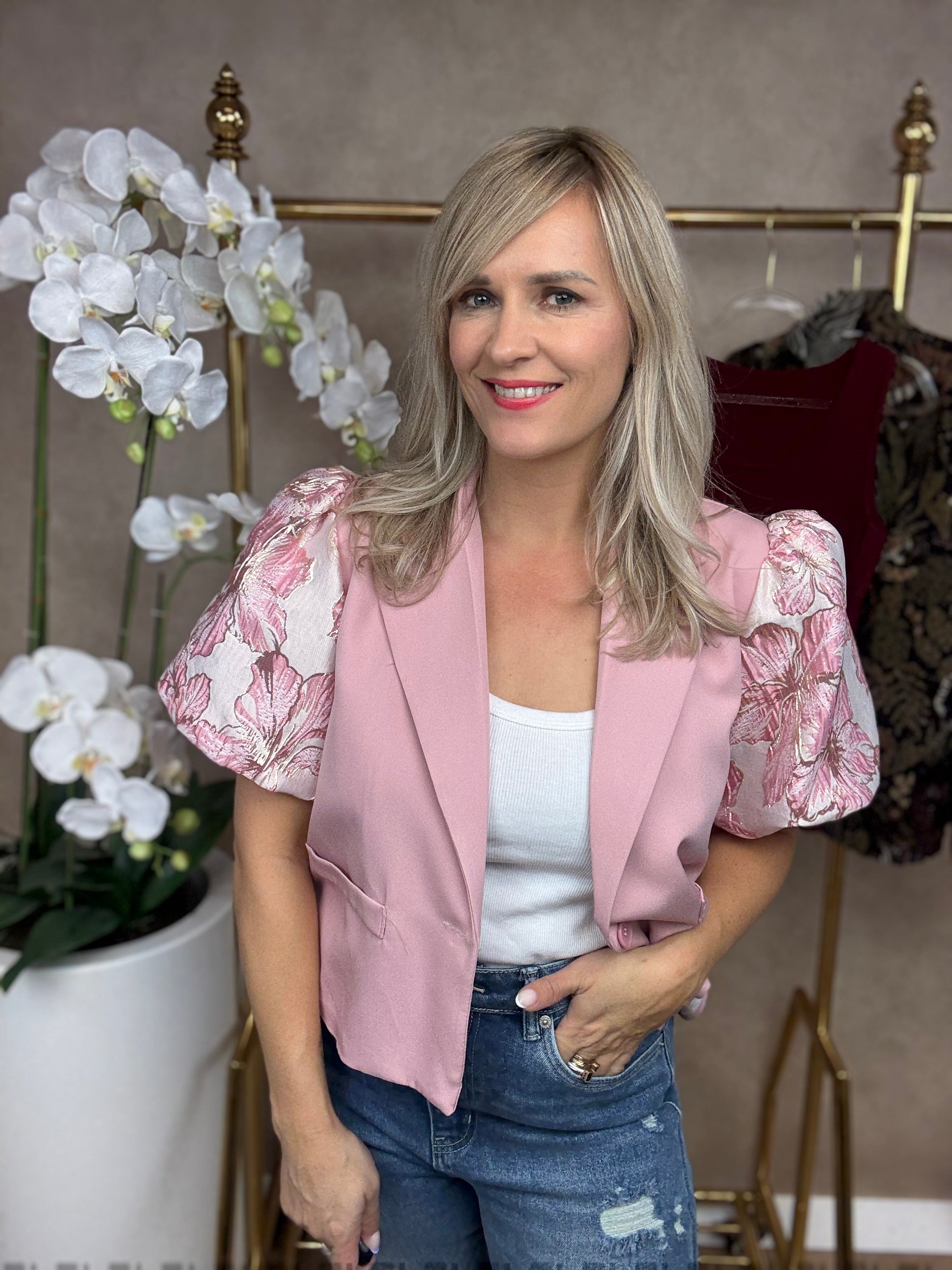 Blazer | Flower | Roze