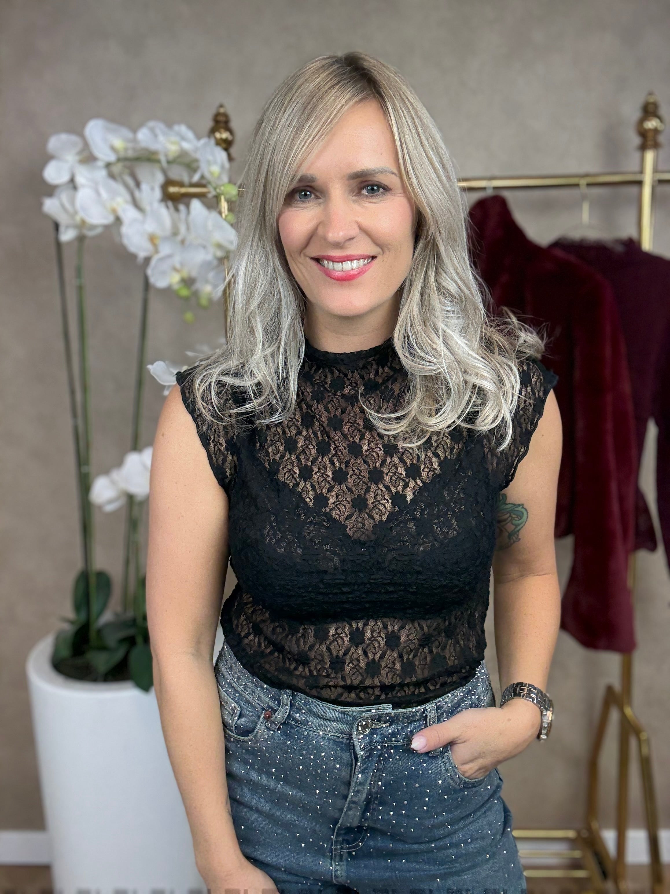 Top | Kant mouwloos | Zwart