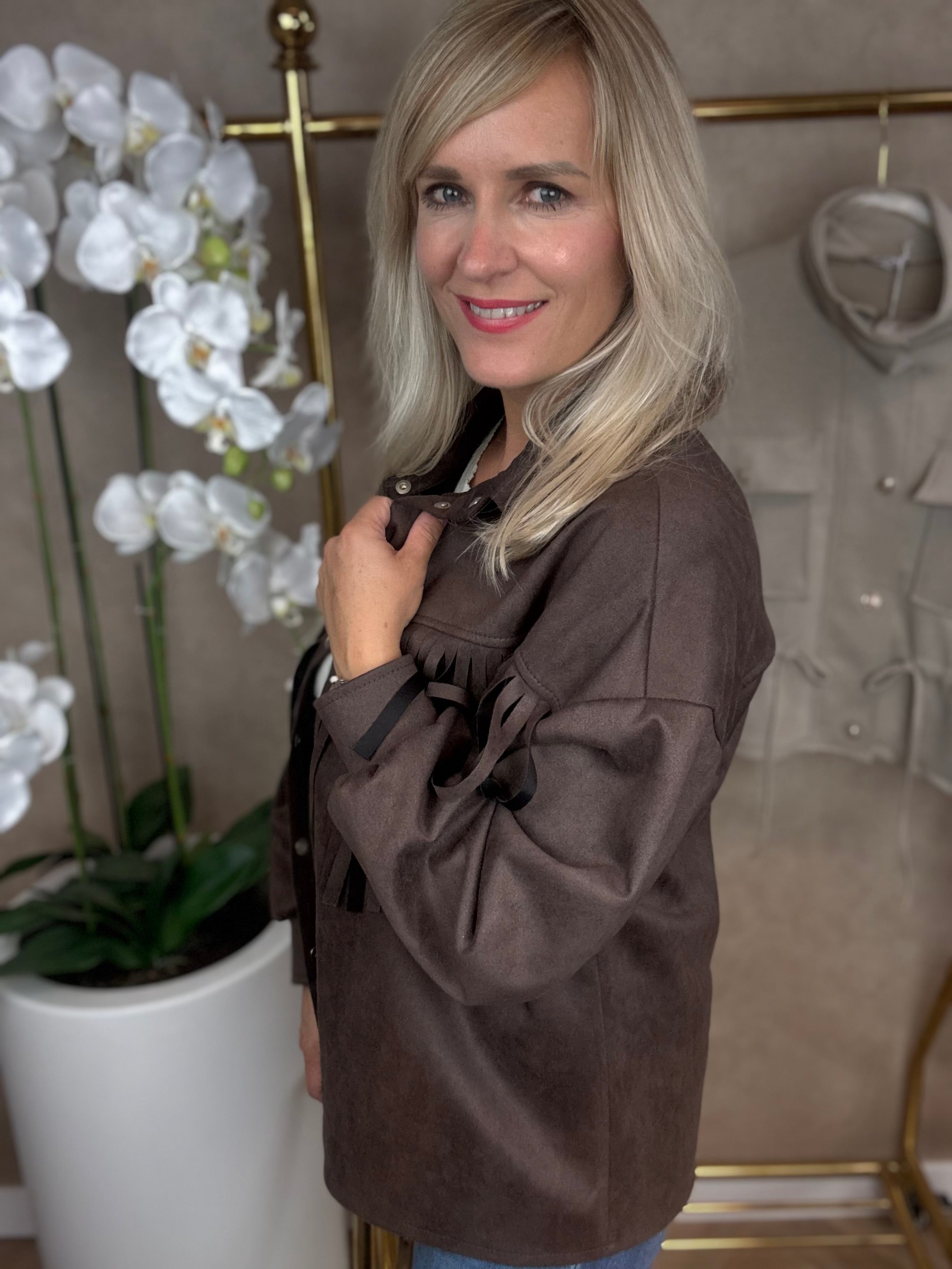 Jasje-Blouse| fringes | Suede-look