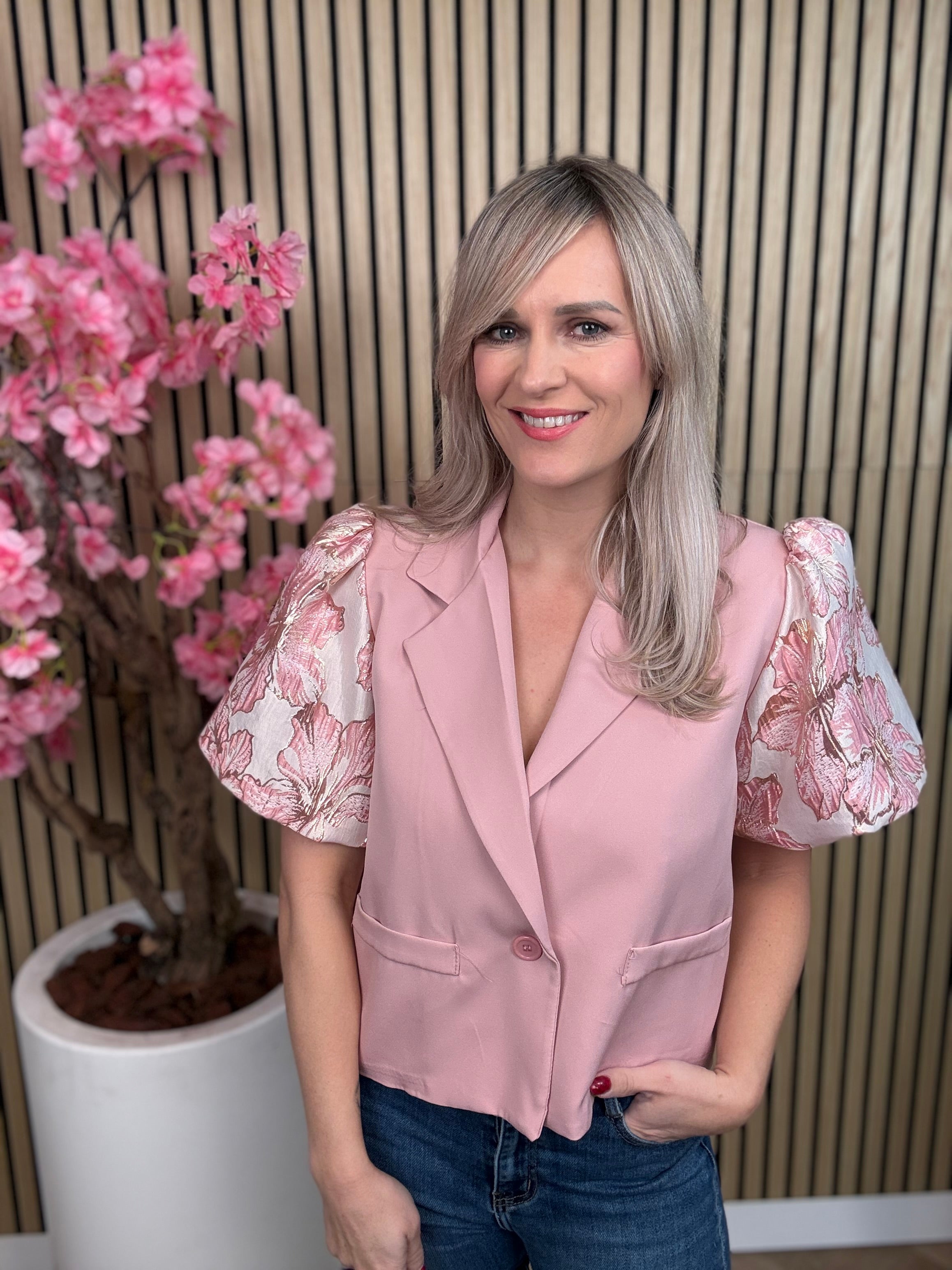 Blazer | Flower | Roze