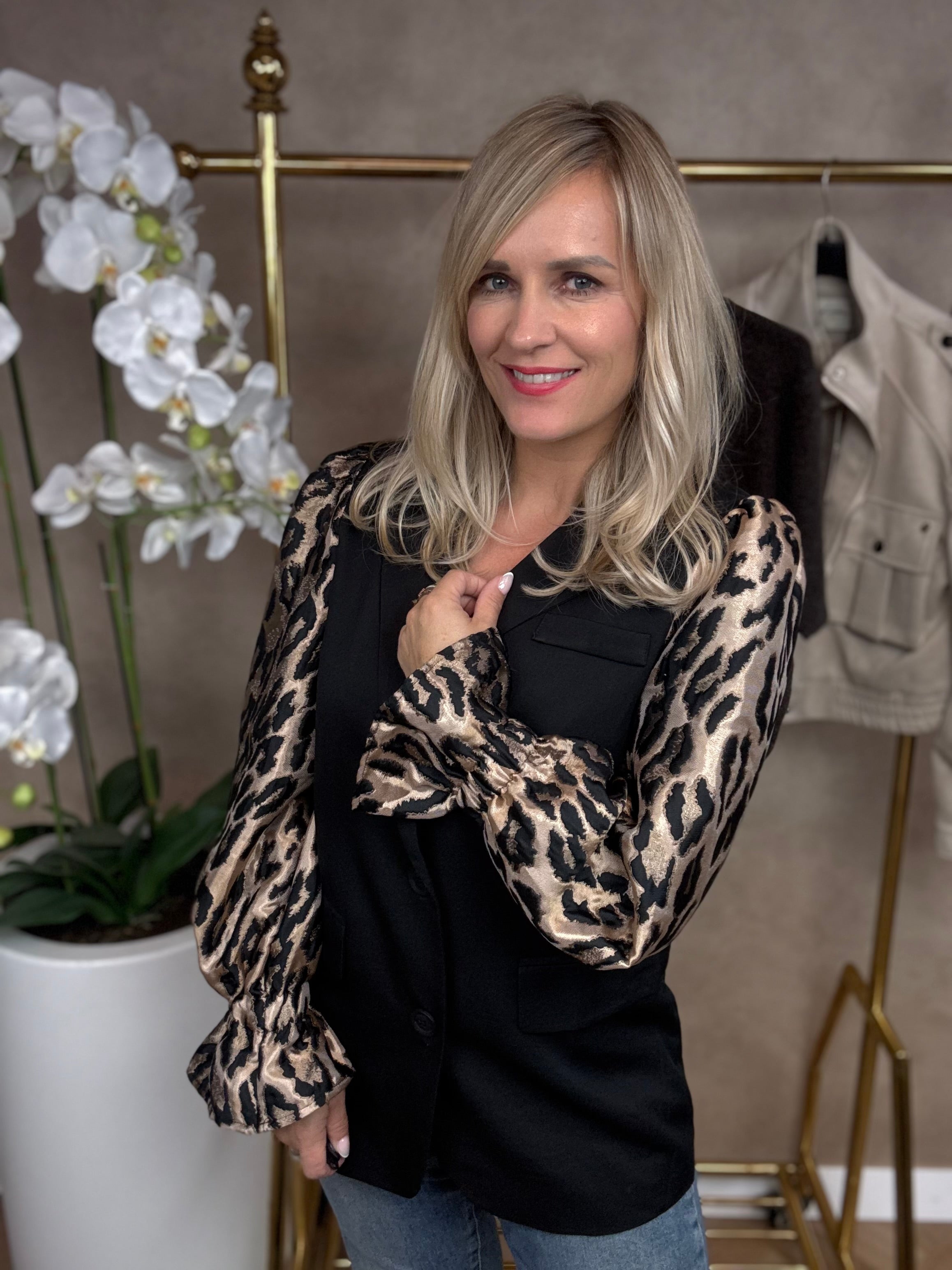 Blazer | Pantermouwen | Zwart