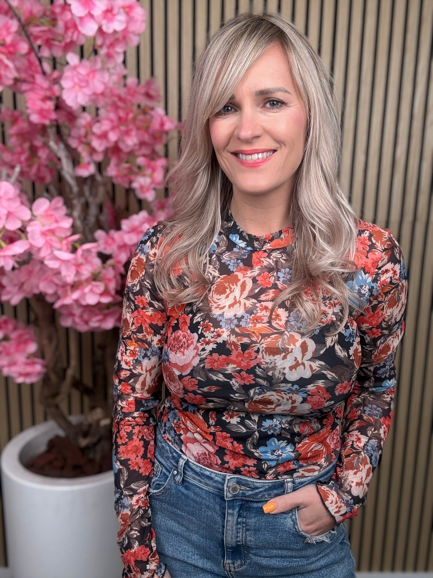 Top | Bloemen | Blauw-Oranje