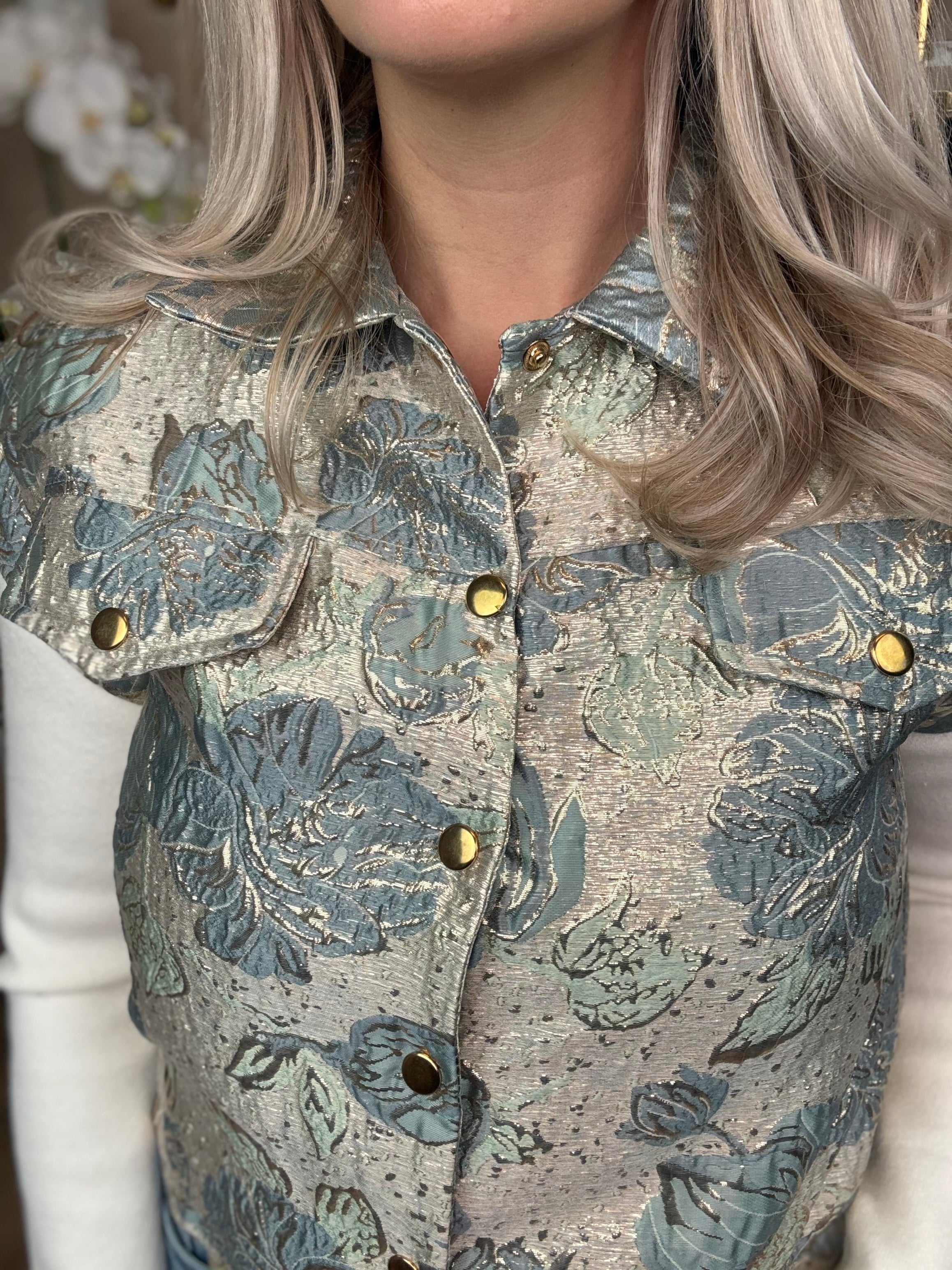 Jasje korte mouw | Biba | Blauw-goud