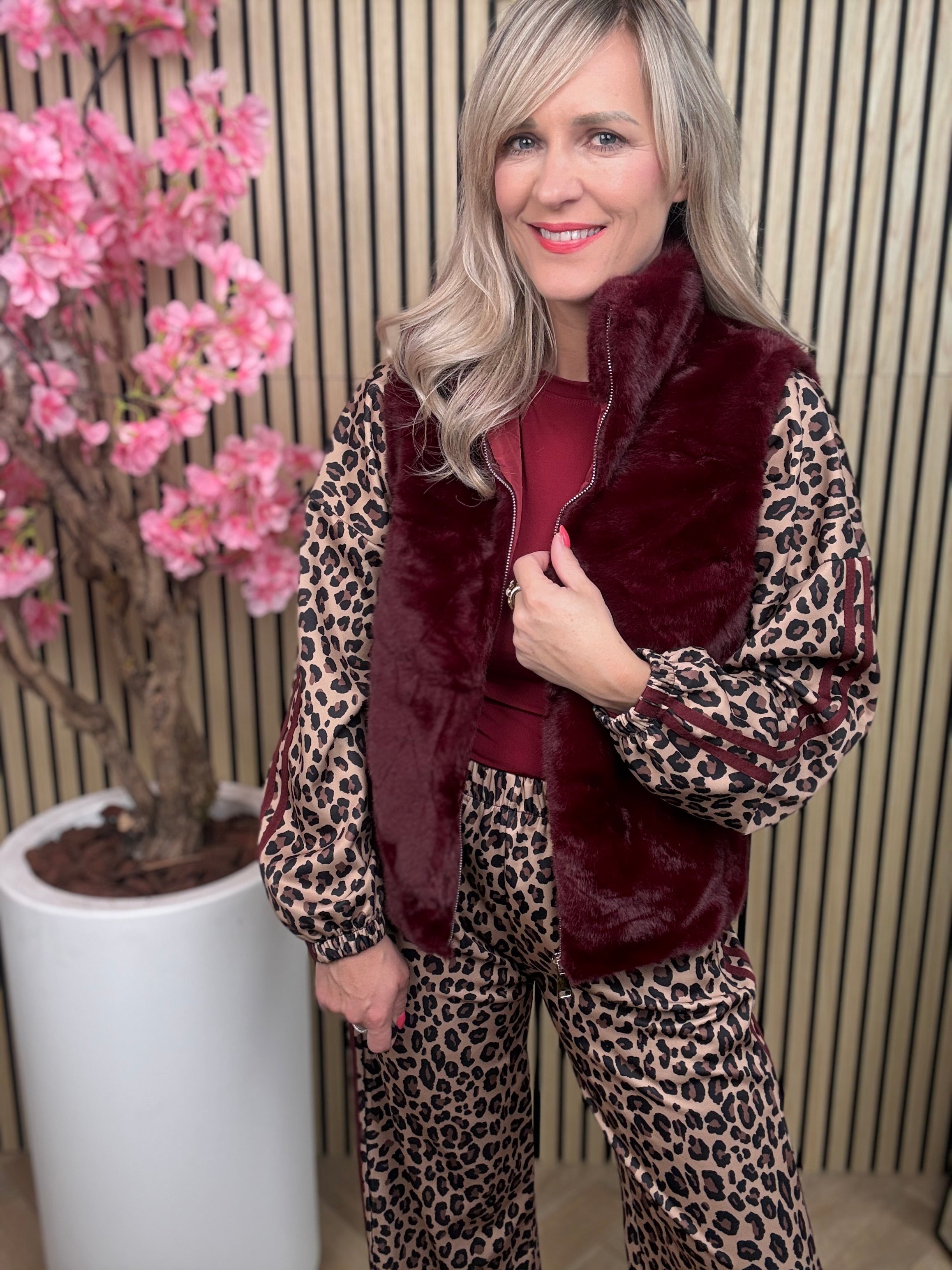 Jogging set | Leopard | Bordeaux rood